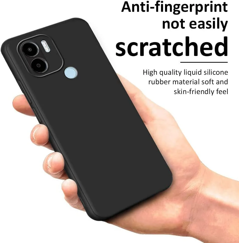 DL3 Mobilak Case For Xiaomi Redmi A1+ A1 Plus 4G, Case Compatible with Liquid Silicone Case Protector Camera Soft TPU Slim Back Cover - Black