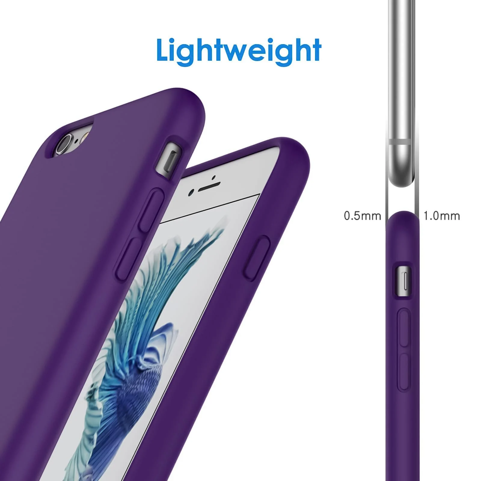 DL3 Mobilak Liquid Silicone Protective Case for iPhone 6 / 6S with Camera Protection and Microfiber Lining - Violet