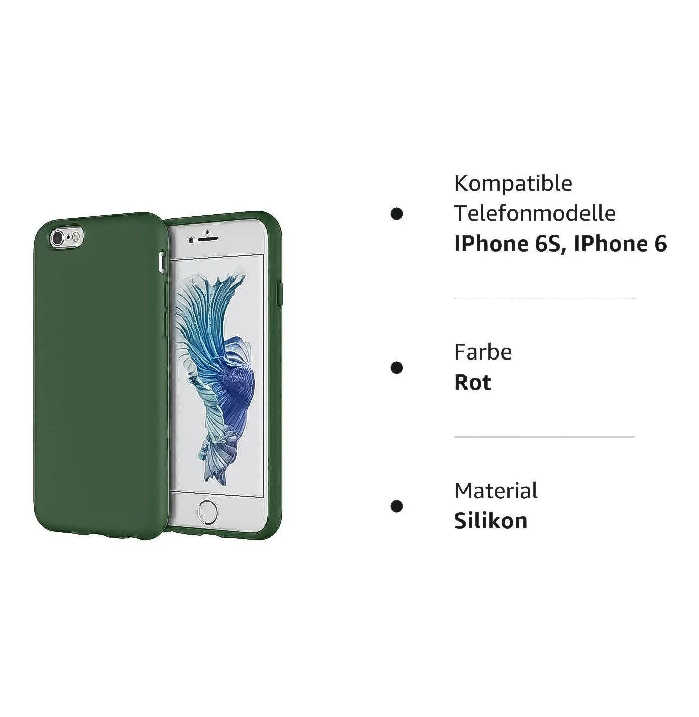 DL3 Mobilak Compatible with iPhone 6 Plus / 6S Plus Case, Liquid Silicone Case, Full Body Protective Cover, Shockproof, Slim Phone Case, Anti-Scratch Soft Microfiber Lining - A. Green