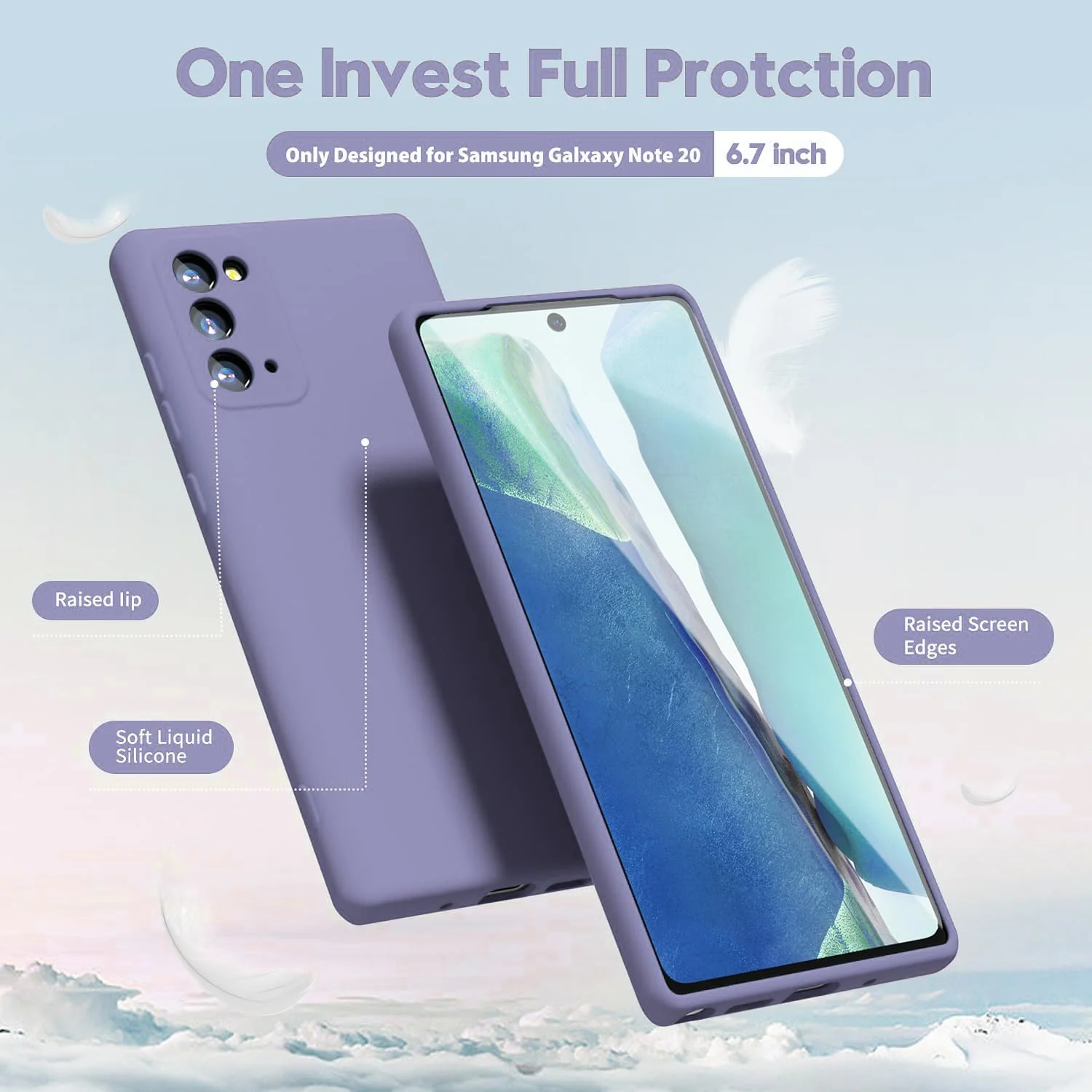 "DL3 Mobilak Liquid Silicone Case for Samsung Galaxy Note 20 5G (6.7""), Shock-absorbing protection, Scratch-resistant surface, Soft microfiber lining - Purple"