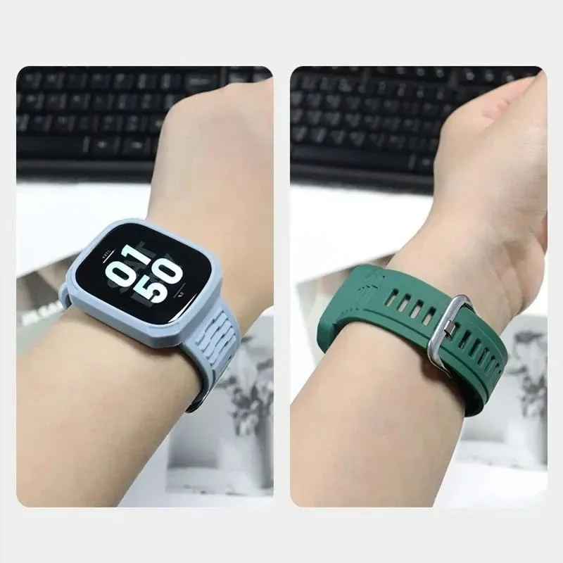 DL3 Mobilak Silicone Strap Carbon Fibre With Case Cover for Xiaomi Redmi Watch 3 Integrated strap Wristband Bracelet Metal Buckle correa Smartwatch Accessories For Redmi Watch3 - Sky Blue