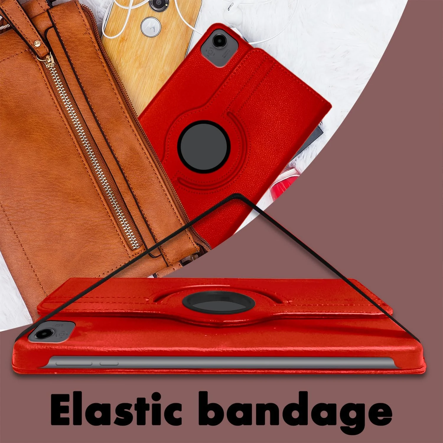 DL3 Mobilak Protective Cover for Honor Pad X9a 11.5 inch, 360° Rotatable Smart Stand, Leather Folio Flip Cover with Multi-Angle Viewing, Auto Wake Sleep - Red