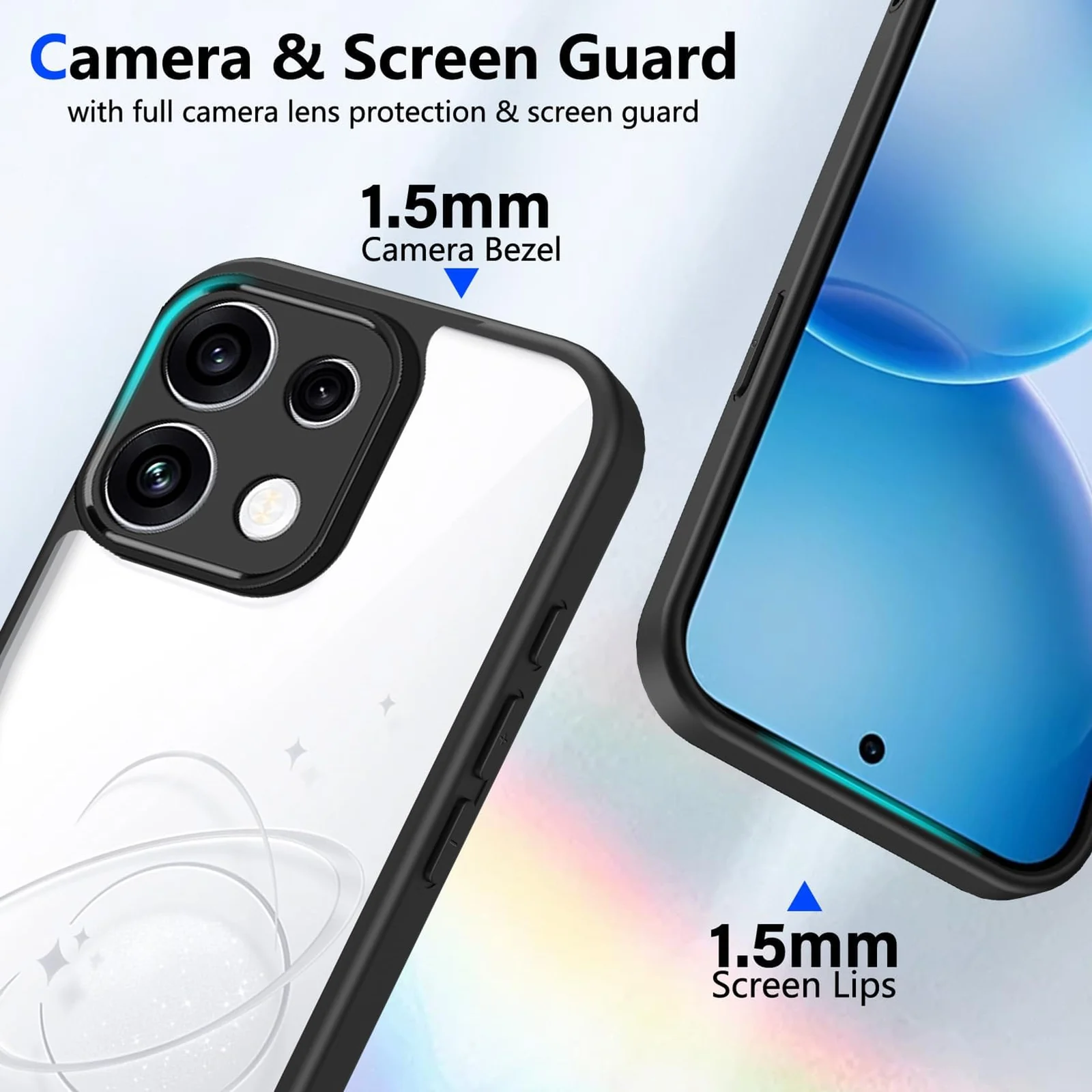 DL3 MOBILAK Clear Three-Layer Protective Phone Case for OPPO Reno 16f - Black