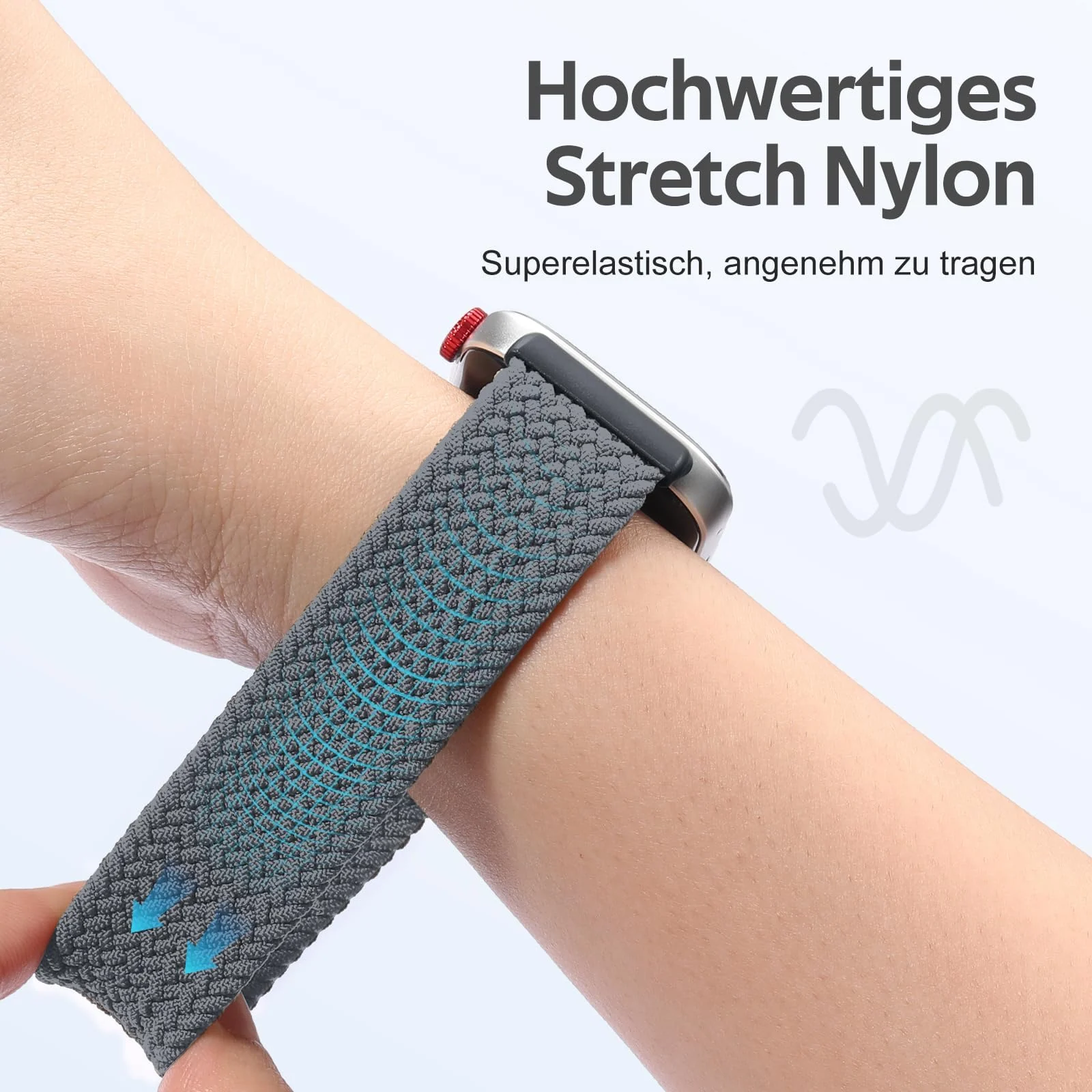 DL3 Mobilak Braided Strap for Huawei Watch Fit 4 / Fit 4 Pro/Fit 3 Bracelet, Quick Release Adjustable Nylon Sport Elastic Loop Band, Anti-Slip Magnetic Buckle Stretchy Nylon Strap - Gray