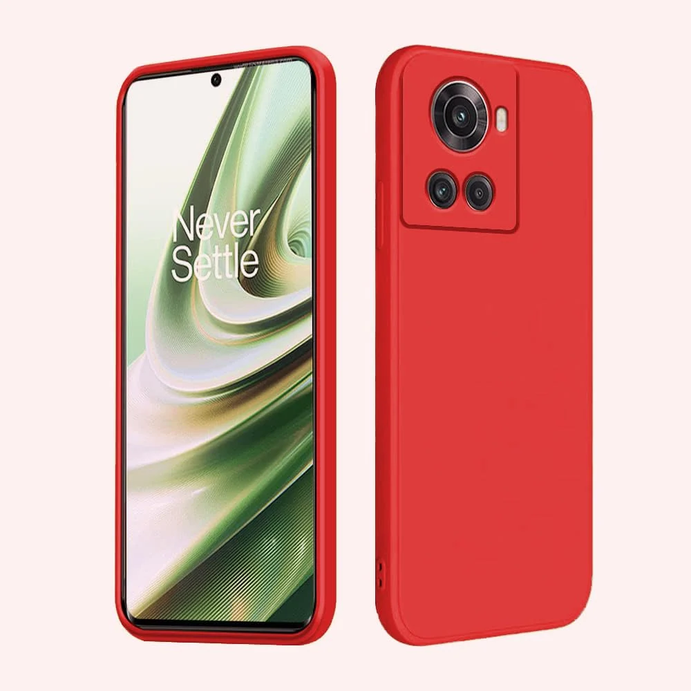 DL3 Mobilak Soft Silicone Protective Case for OnePlus 10R with Microfiber Lining and Shockproof Design - Red