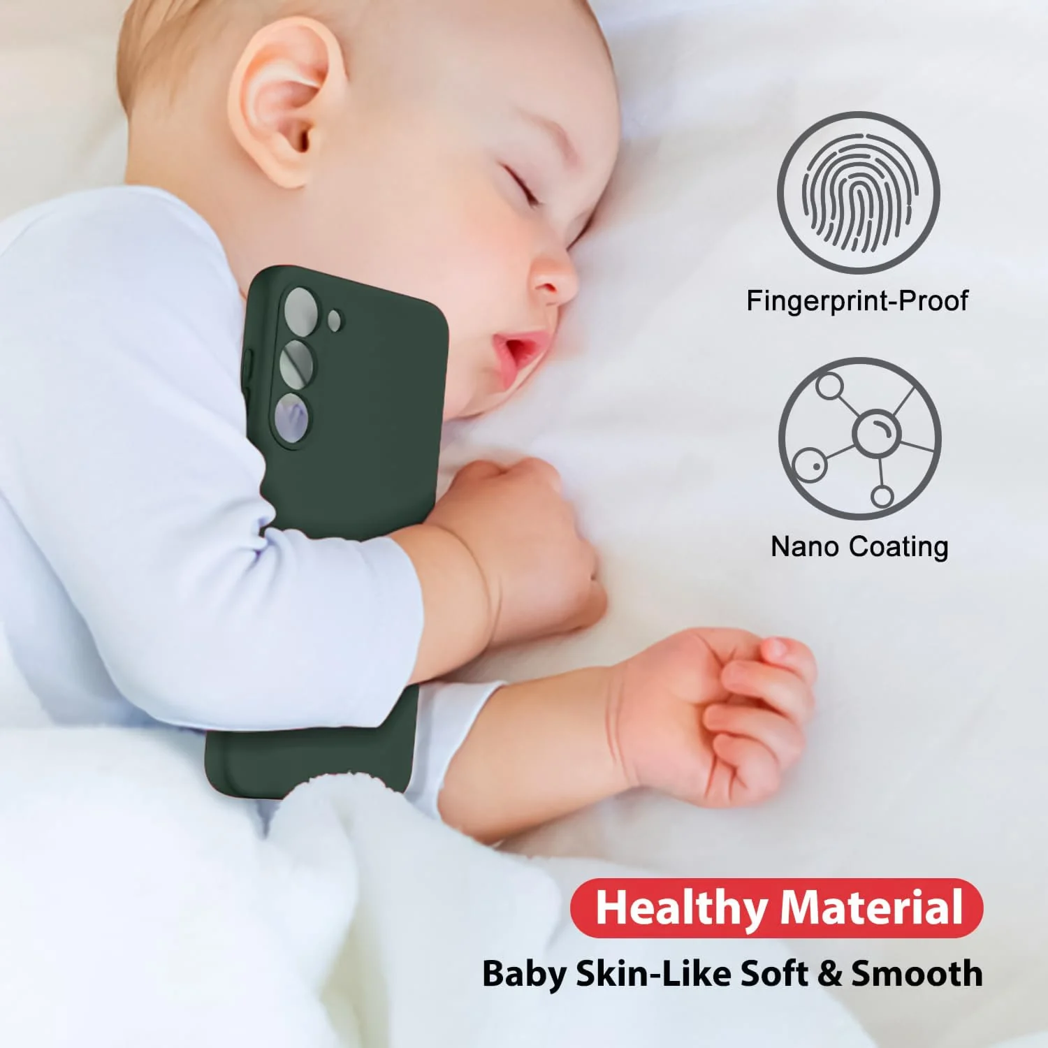DL3 Mobilak Liquid Silicone Protective Case for Samsung Galaxy Note10 with Microfiber Lining and Shockproof Design - Green