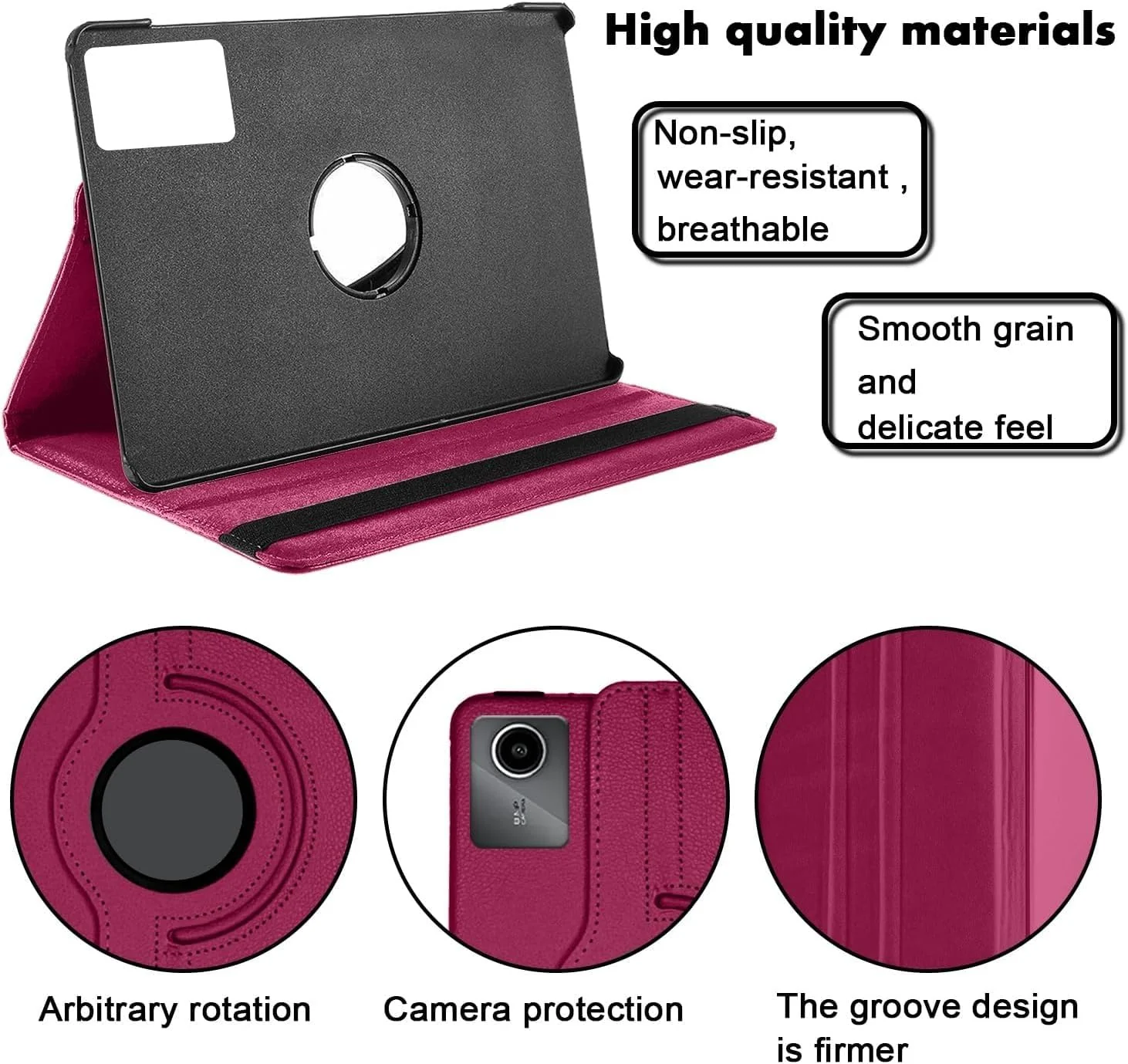 "DL3 Mobilak Protective Cover for Lenovo Tab M11/Tab K11 LTE 11"" 2024, 360° Rotatable Smart Stand, Leather Folio Flip Cover with Multi-Angle Viewing, Auto Wake Sleep - Pink"