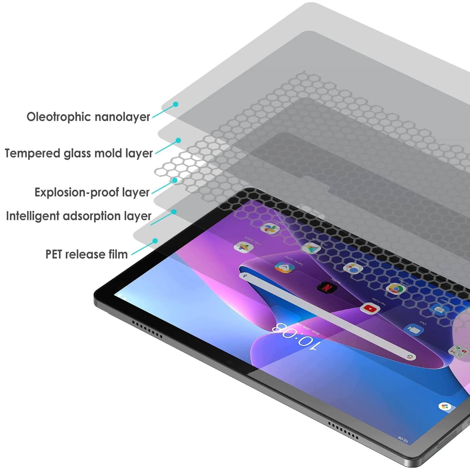 DL3 Mobilak Screen Protector For Lenovo Tab M10 3rd Gen 10.1 Inch (TB-328F/ TB-328X) Tempered Glass Film [HD Crystal ] [Easy Installation] [Scratch Resistant] [9H Hardness] - Clear