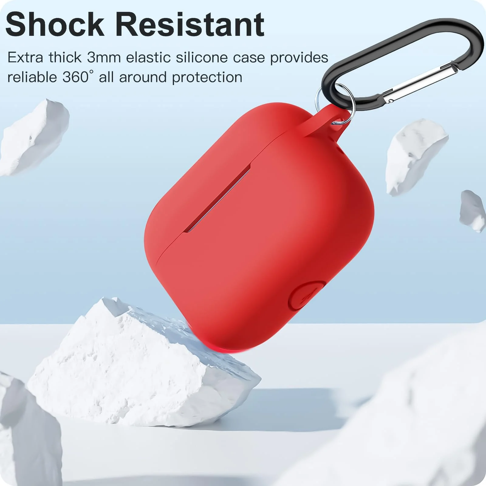 DL3 Mobilak Case Compatible with AirPods Pro, Silicone Protective Charging Case Skin with Keychain Compatible with AirPods Pro Case for Women Men, Wireless Charging, Front LED Visible - Red