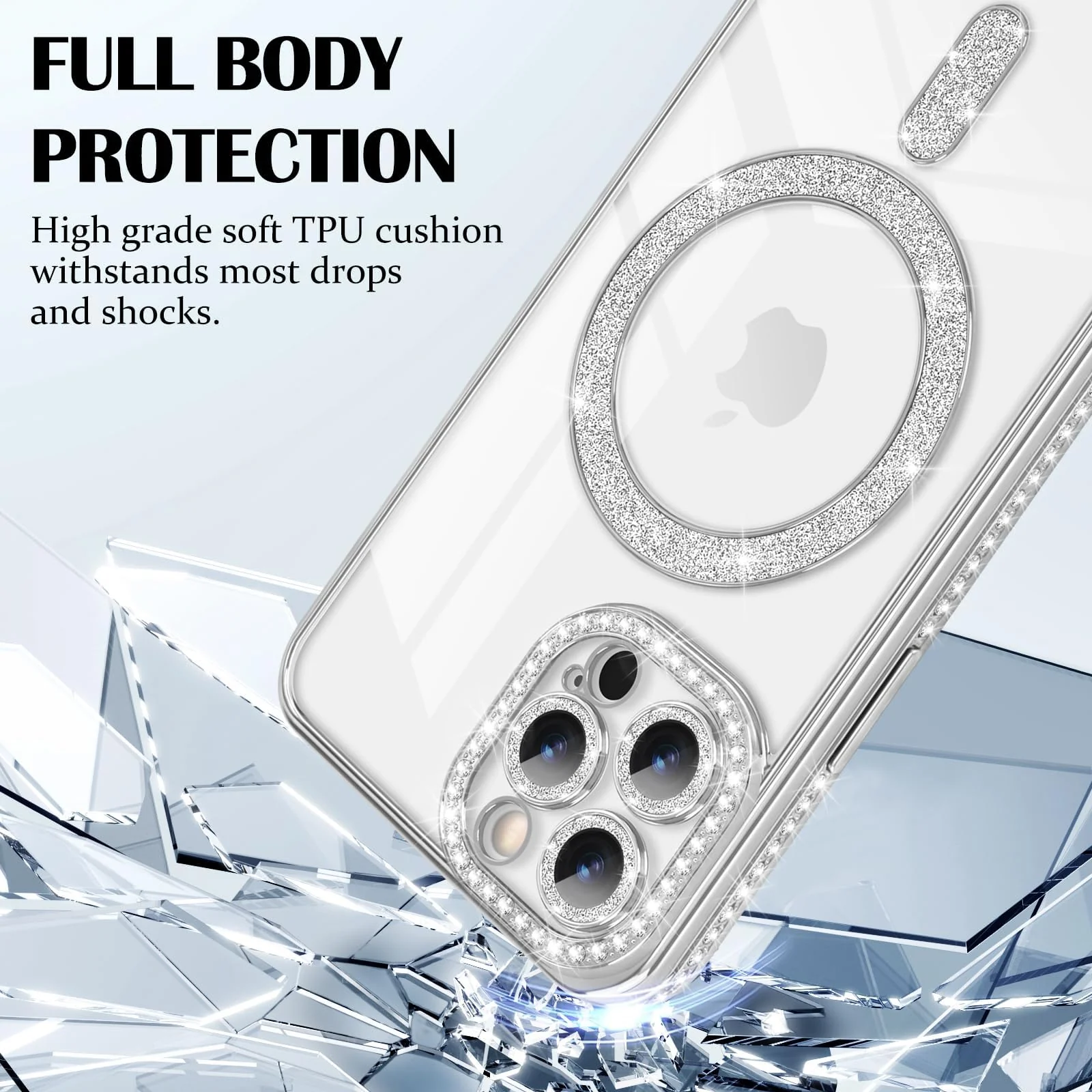 DL3 Mobilak MagSafe-Compatible Magnetic Case for iPhone 12 Pro Max with Camera Protection and Magnetic Car-Mount Support - Silver