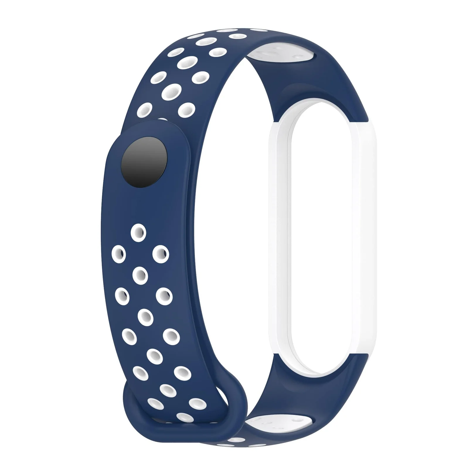 DL3 Mobilak Strap Compatible with Xiaomi Mi Band 4 / Mi Band 3, Women Men Armband, Two Colours Breathable Adjustable Soft Silicone Replacement Strap Compatible with Xiaomi Mi Band 3/4 - Blue White