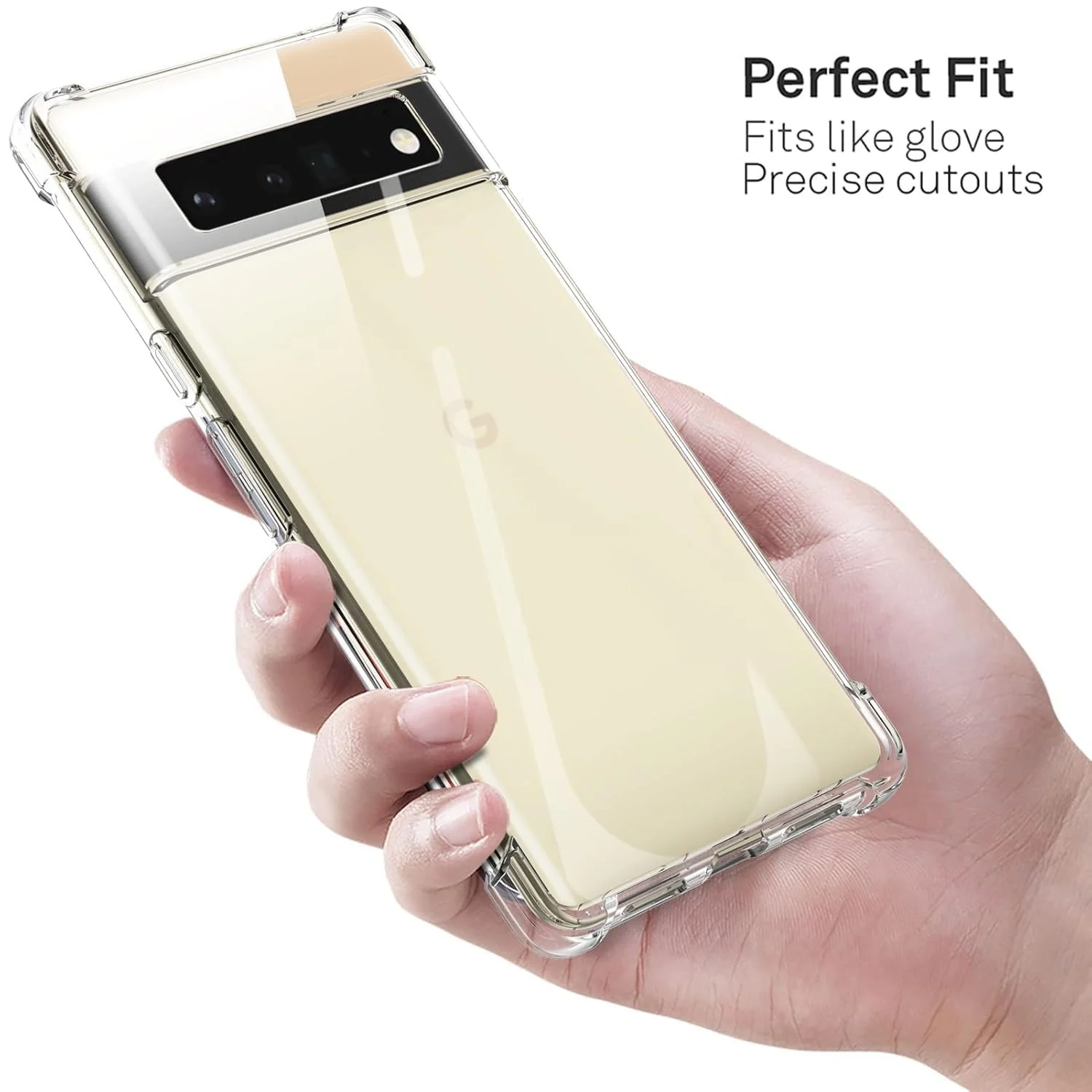 DL3 Mobilak Case Compatible with Google Pixel 6 Pro, Cover Silicone TPU Gorilla Anti-shock Protector Camera Shockproof Corners - Clear