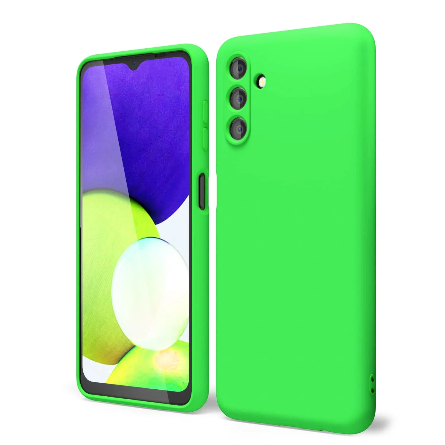 DL3 Mobilak Soft Silicone Protective Case for Samsung Galaxy A04s / A13 4G / A13 5G with Microfiber Lining and Shockproof Design - Neon Green