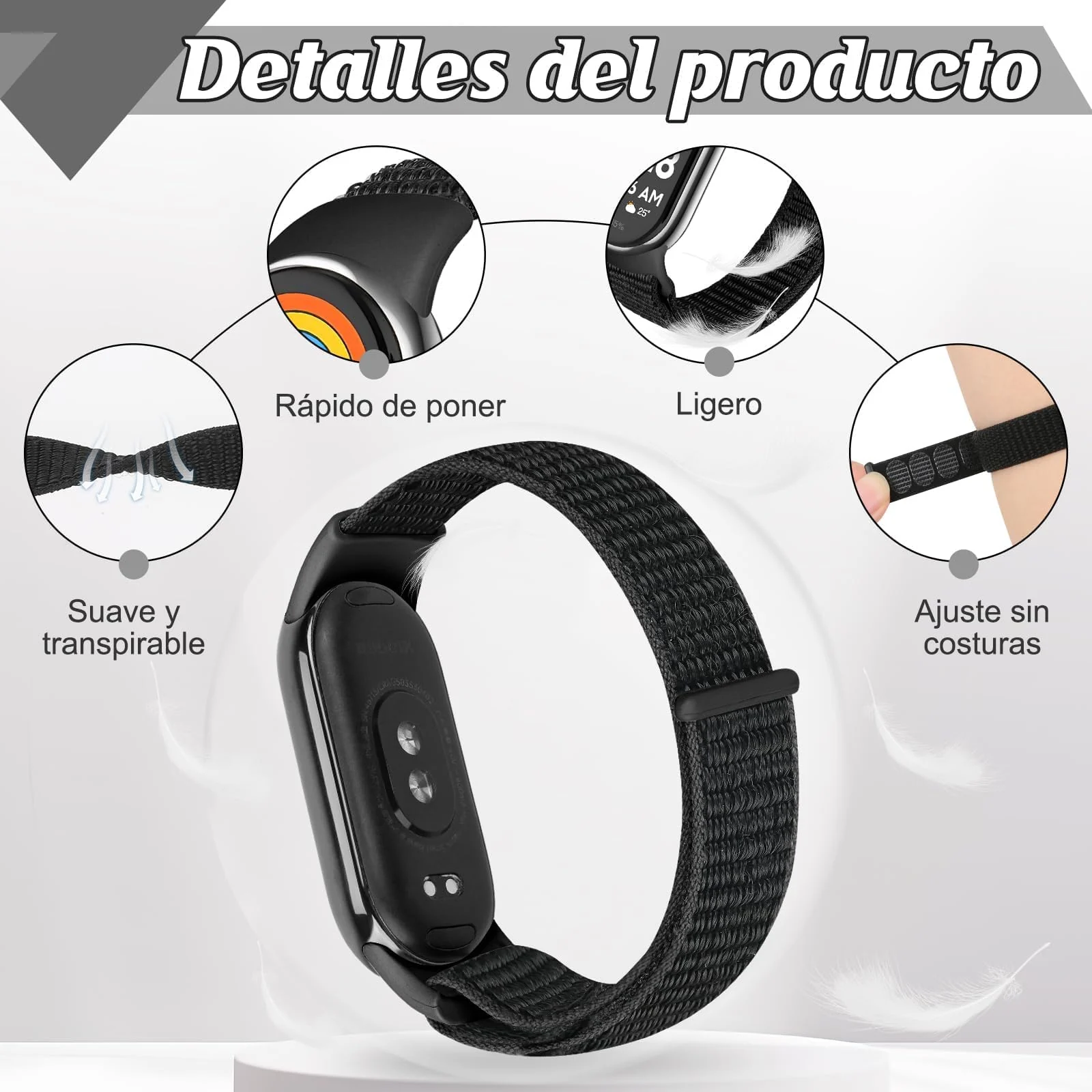 DL3 Mobilak Nylon Sport Band Compatible with Xiaomi Mi Band 10/9/8 for Women Men, Soft Adjustable Breathable Sport Loop Watch Strap Replacement Wristband for Xiaomi Smart Band 8/9/10 - Light Yellow