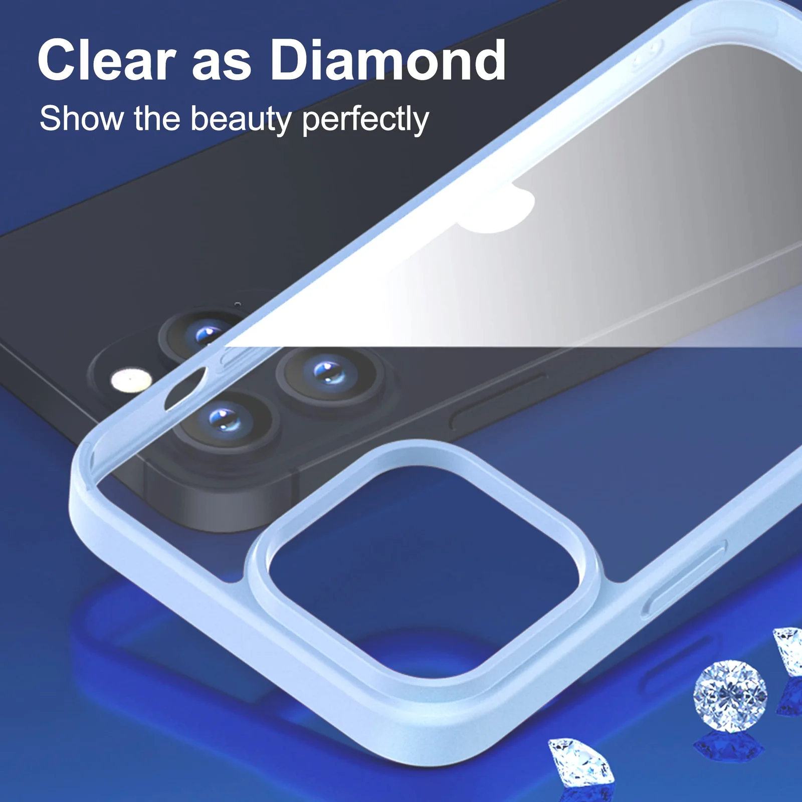 DL3 Mobilak Clear PC and TPU Protective Case for iPhone 13 Pro with Military-Grade Protection and Anti-Yellowing Design - Baby Blue