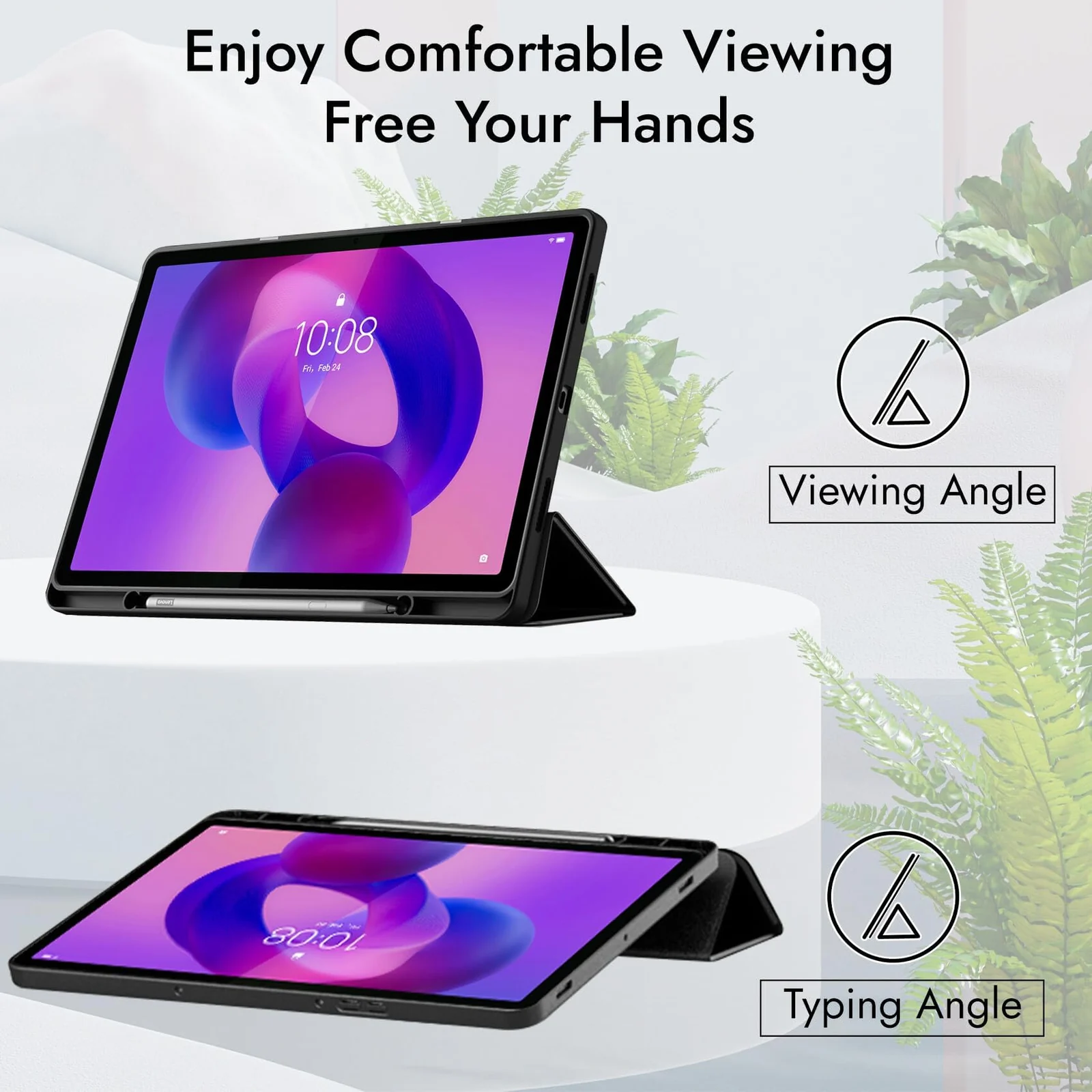 "DL3 Mobilak Lenovo Tab M11/Tab K11 LTE 11"" 2024 TB330FU Tablet Cover Case with Pencil Holder, Soft TPU Back Trifold Stand Protective Smart Cover Flip, Auto Wake&Sleep - Black"
