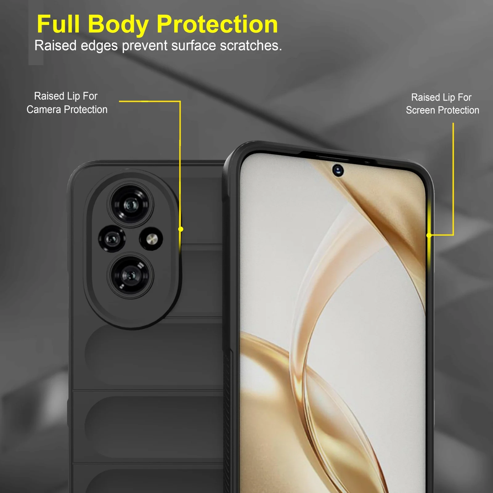 DL3 Mobilak Silicone Case for Honor 200 Pro 5G Heavy Duty Protective [Slim Fit] Shockproof Soft Flexible Protective Design Shock-Absorption TPU Cover With Camera Protection - Black