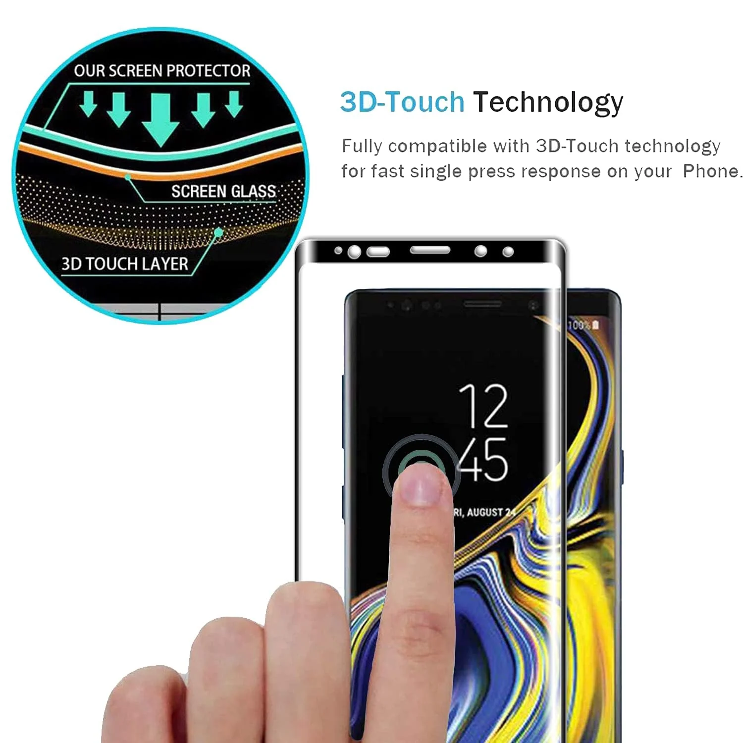 DL3 Mobilak Screen Protector for Samsung Galaxy Note 9, Tempered Glass Screen Saver Premium HD Protective, Scratch Resistant, NO-Bubble, 9H Hardness, Full Coverage Film - Clear