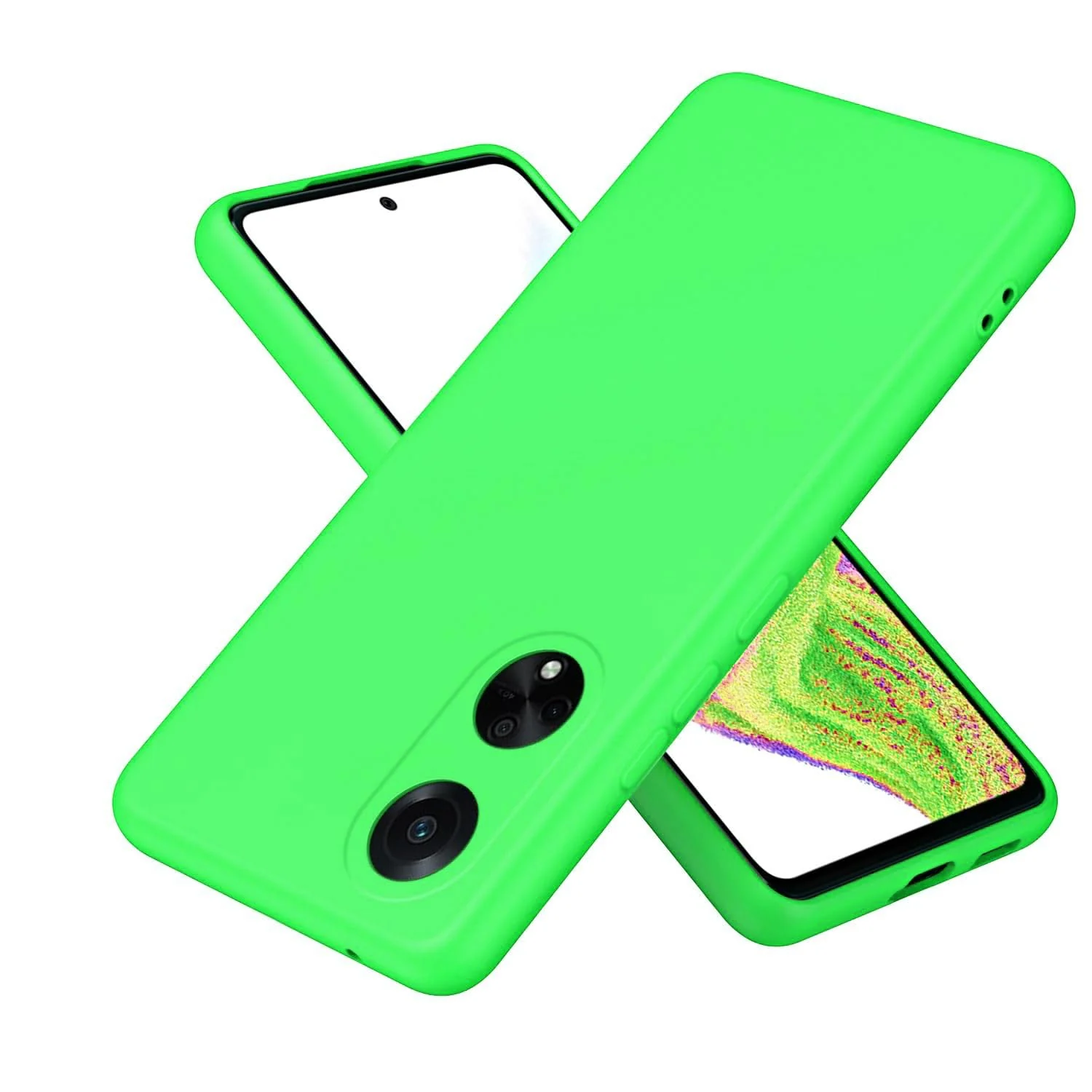DL3 Mobilak Soft Silicone Protective Case for OPPO A98 with Microfiber Lining and Shockproof Design - Neon Green