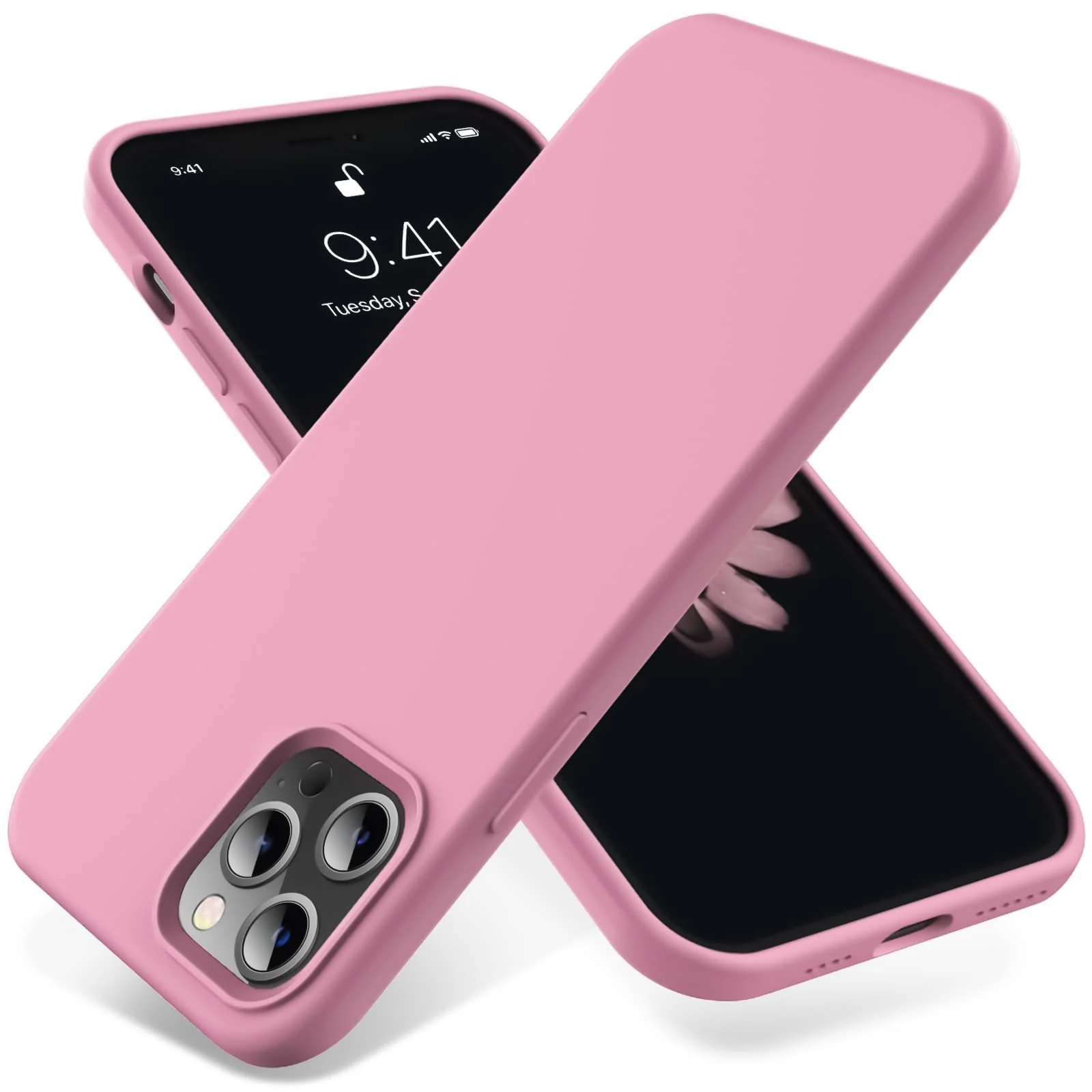 DL3 Mobilak Liquid Silicone Case for iPhone 12 / 12 Pro (6.1 Inch), Shock-absorbing protection, Scratch-resistant surface, Soft microfiber lining - B.Pink