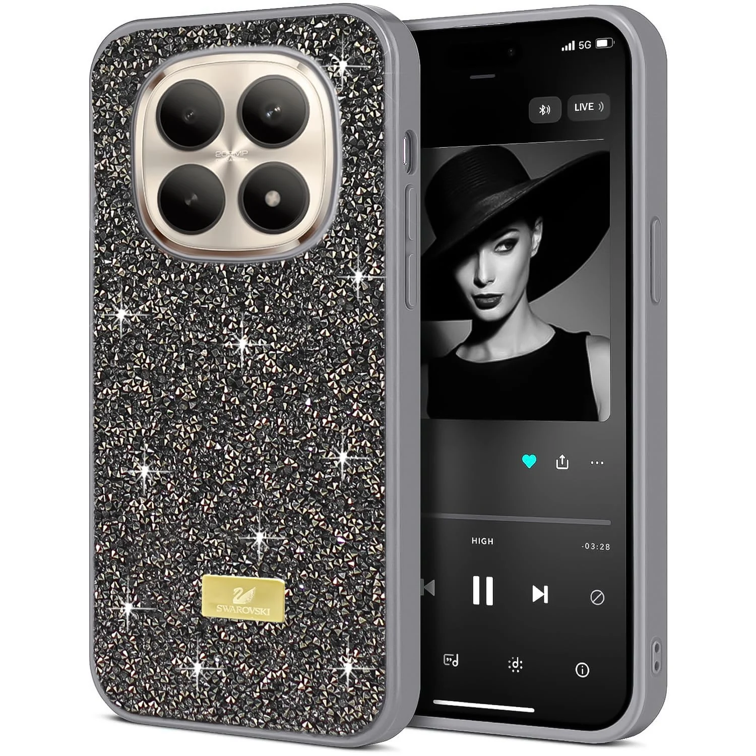 5.5 — DL3 Mobilak Case for Xiaomi Redmi Note 15 5G/4G Glitter, Sparkle Diamond Crystal Bling Case with Bling, Ultra Thin Lightweight Full Body Shockproof Anti-Scratch Protective Cover