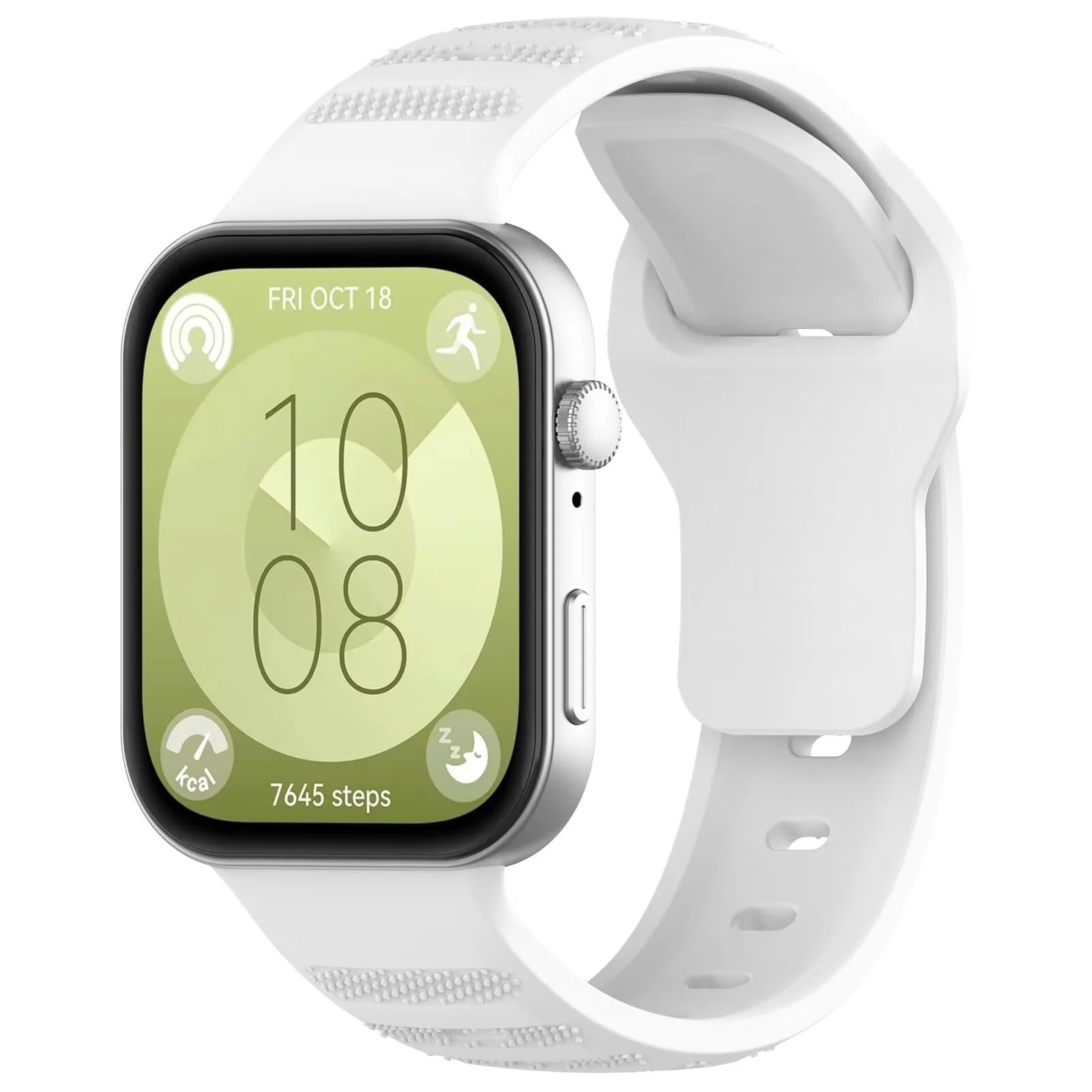 DL3 Mobilak Compatible with Huawei Watch Fit 3 / Fit 4 / Fit 4 Pro Breathable Silicone Sport Wristband, Soft Textured Design, Sweat-Resistant Quick Release Adjustable Watch Strap - White