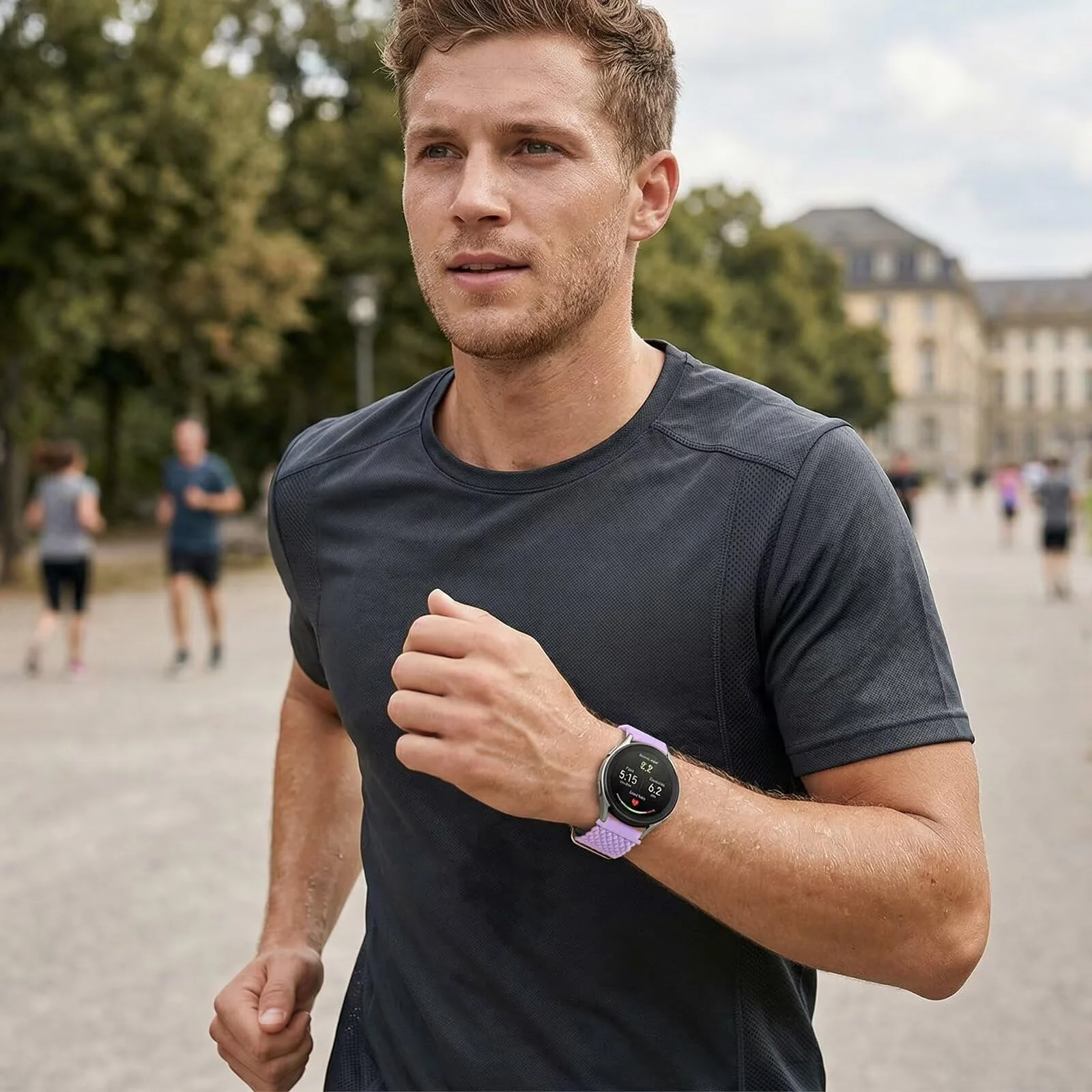DL3 Mobilak 18mm Stretchy Nylon Solo Loop Strap For Watch GT6 41mm/GT5 Pro 42mm/GT5 41mm/GT4 41mm/Huawei Watch 5 42mm for Women Men, Sport Breathable Braided Wristband for Garmin Venu 2S/Vivomove 3S/Vivoactive 4S - Light Purple