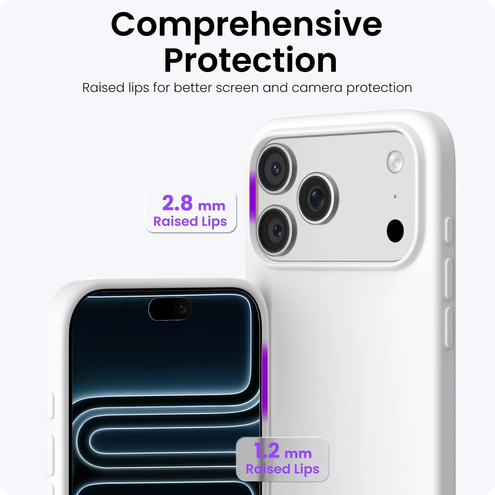 DL3 Mobilak Compatible with iPhone 17 Pro Max 6.9-Inch Case, Premium Liquid Silicone Case, Full Body Protective Cover, Shockproof, Slim Phone Case, Anti-Scratch Soft Microfiber Lining - White