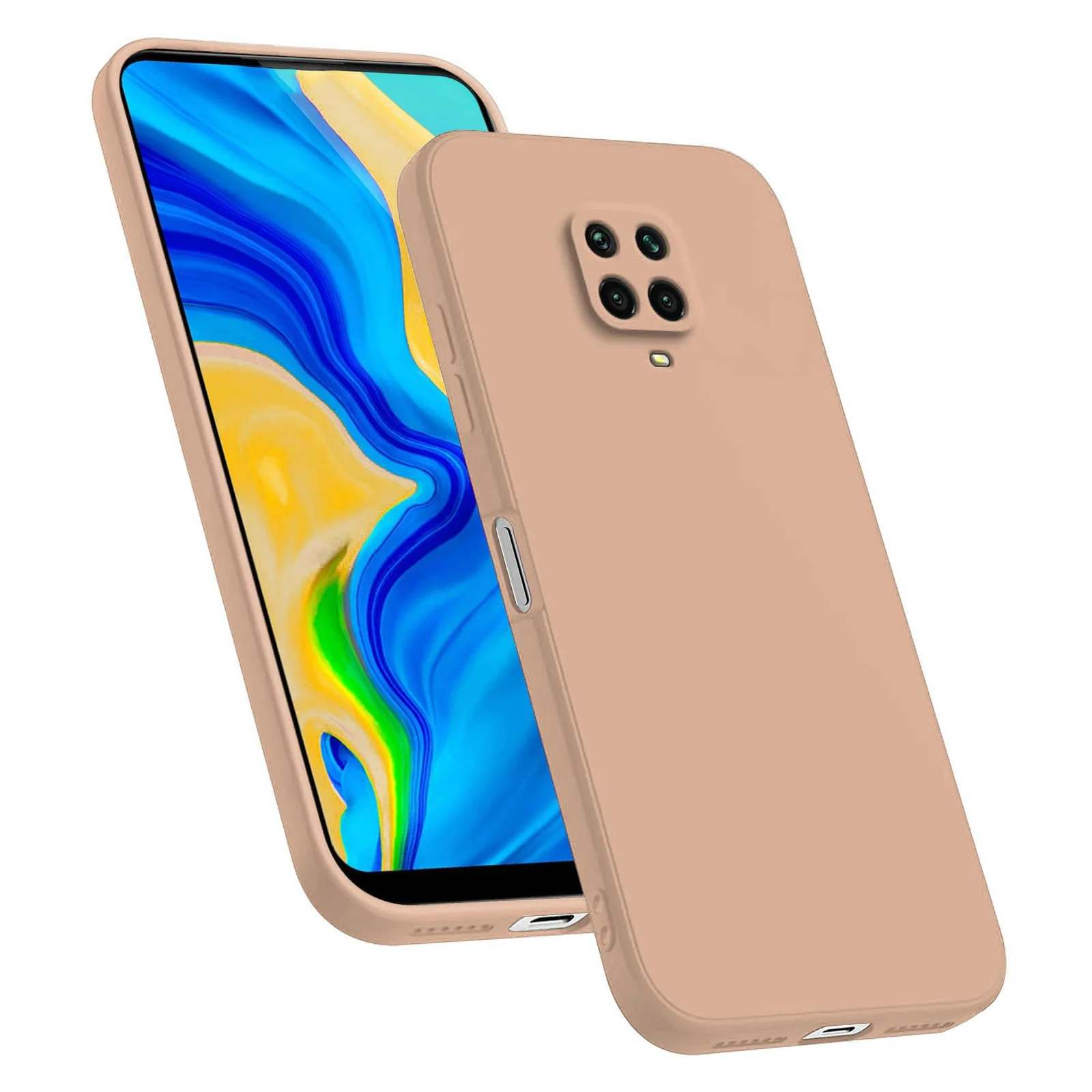 DL3 Mobilak Silicone Protective Case for Xiaomi Redmi Note 9S / 9 Pro / 9 Pro Max, Shock-absorbing protection, Scratch-resistant surface, Soft microfiber lining - Light Orange