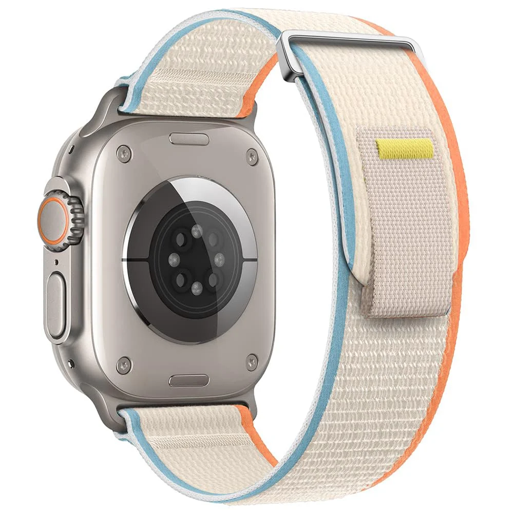 DL3 MOBILAK Alpine Loop Nylon Band Compatible with Apple Watch Ultra Band 49mm 45mm 44mm 42mm, Adjustable with Metal C-Hook Strap for iWatch Ultra 2, Series SE/9/8/7/6/5/4/3/2/1 - Trail Cream