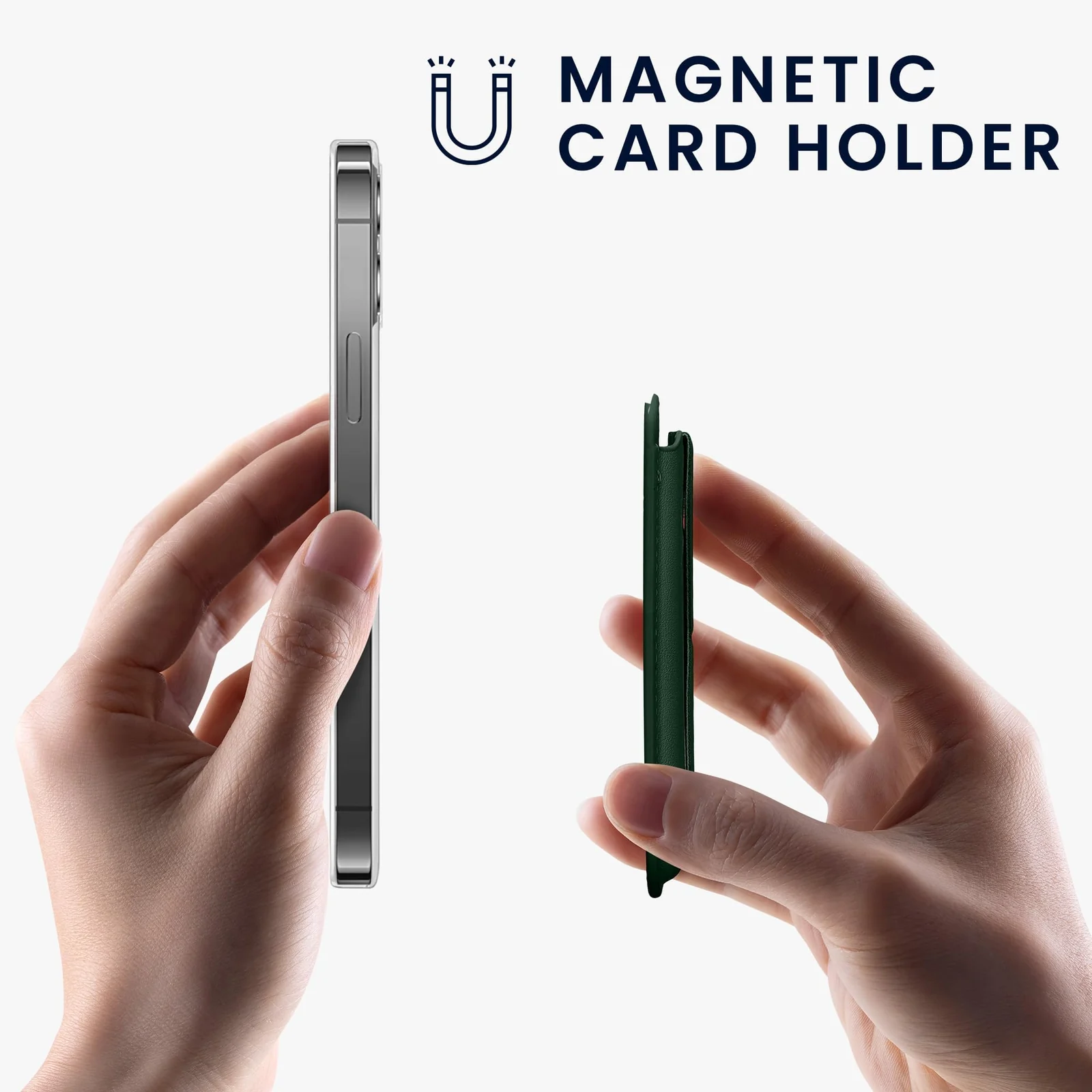 DL3 Mobilak Phone Card Holder for MagSafe Wallet, Vegan Leather Magnetic Mobile Phone Stand, Magnetic Wallet Stand, for iPhone 16 15 14 13 12 Pro Max Plus - Green