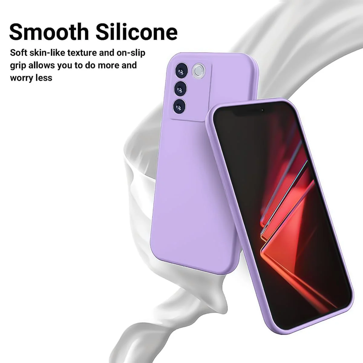 DL3 Mobilak Liquid Silicone Protective Case for vivo V27e / vivo S16e with Microfiber Lining and Shockproof Design - Light Purple