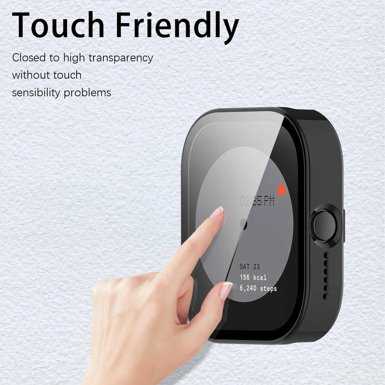 DL3 Mobilak Case Compatible with CMF by Nothing Watch Pro, Full Coverage Slim Hard Case Protective Bumper Built-in Tempered Glass Screen Protector Shell for CMF by Nothing Watch Pro - Black