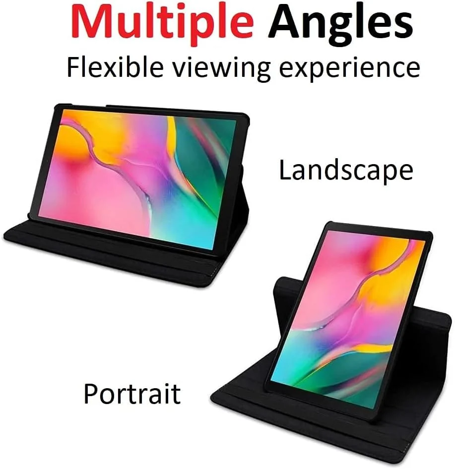 DL3 Mobilak Protective Cover for Samsung Galaxy Tab A7 (SM-T500 / T505) 10.4 inch 2020, 360° Rotatable Smart Stand, Leather Folio Flip Cover with Multi-Angle Viewing, Auto Wake Sleep - Black