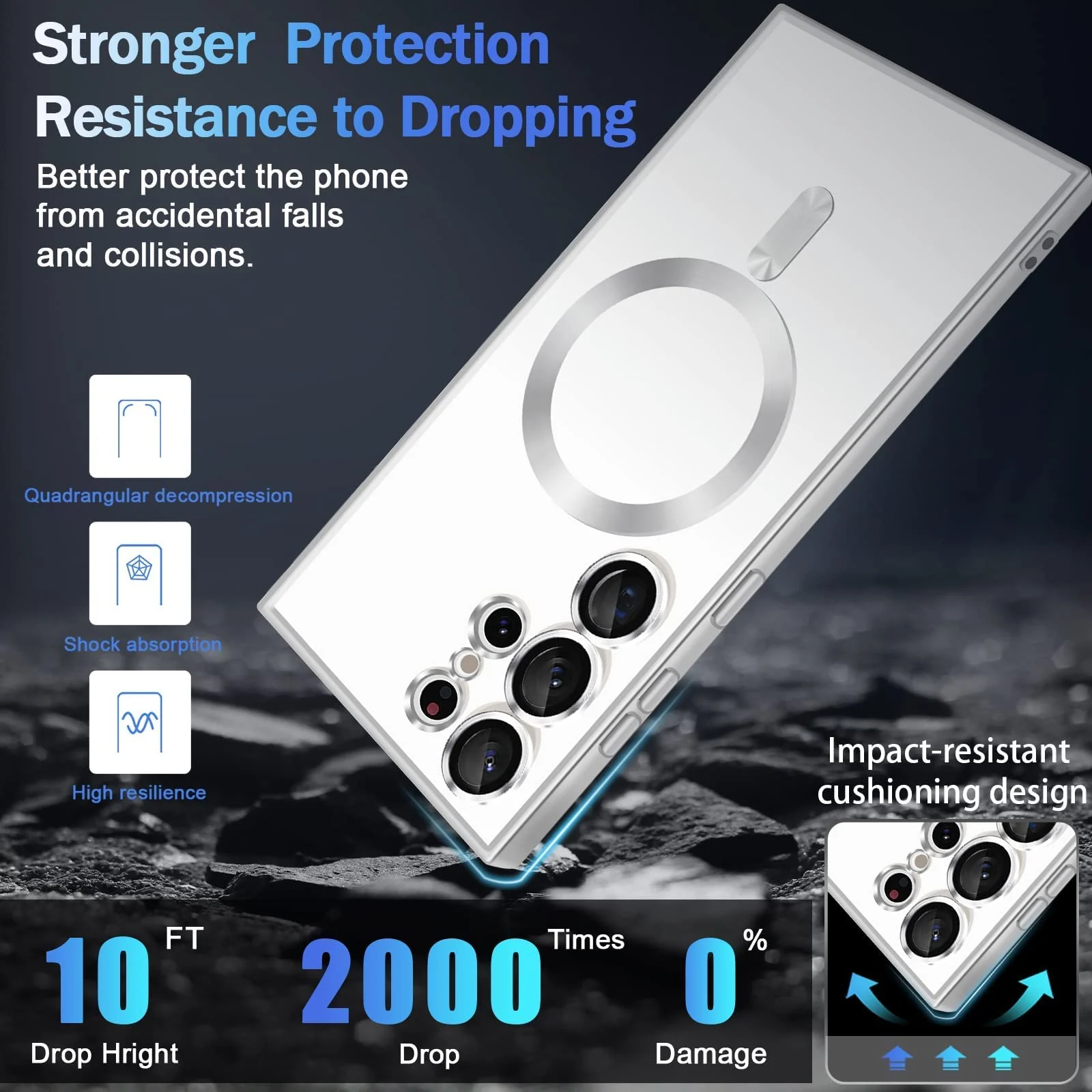 DL3 MOBILAK Case for Samsung Galaxy S23 Ultra Compatible with MagSafe, with Camera Lens Protector, Magnetic Clear Case Slim Plated Protective Case - Silver