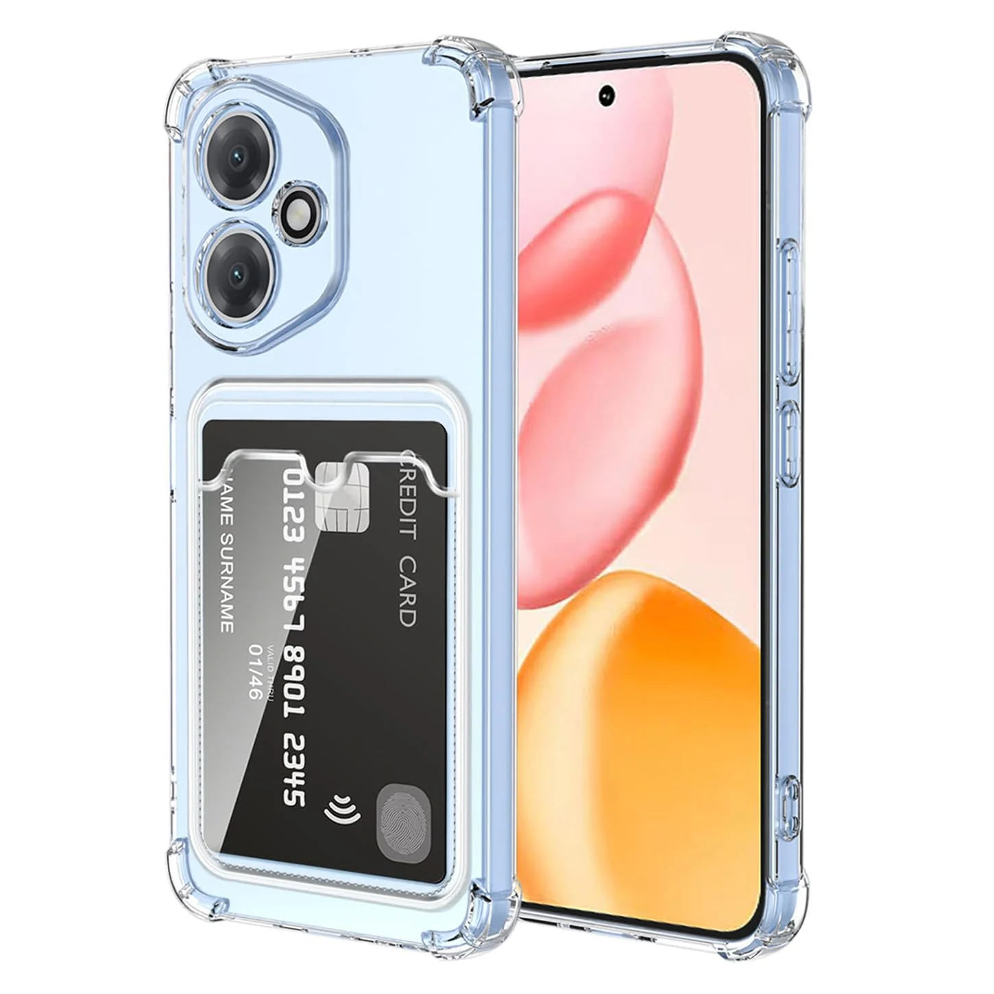 DL3 Mobilak Honor 400 5G Case Clear Card Holder Back Wallet Crystal Transparent Soft TPU Shockproof Bumper Corner Drop Protection Phone Case Cover With Camera Lens Protection - Transparent