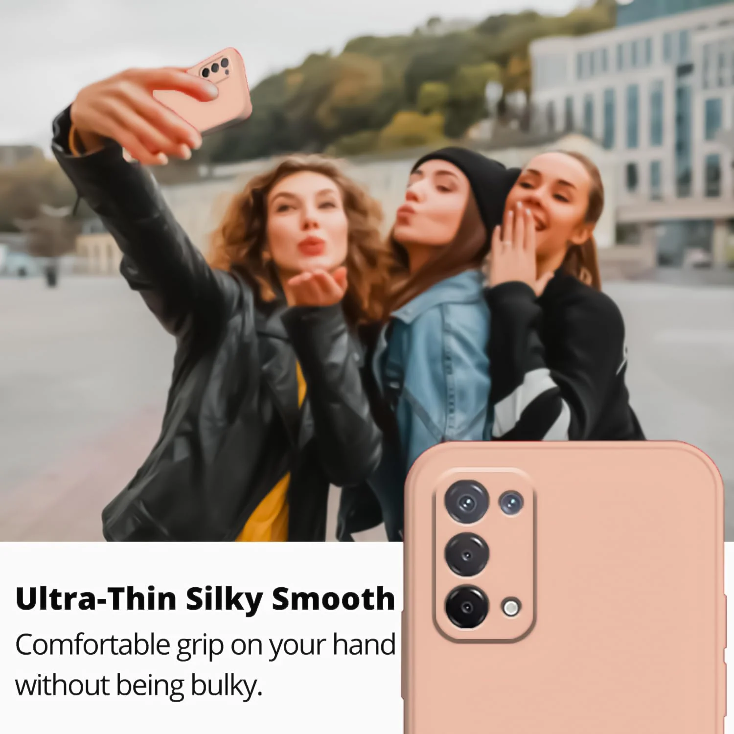 DL3 Mobilak Liquid Silicone Protective Case with Soft Microfiber Lining with Full Camera Protection for realme 7 Pro - Light Orange