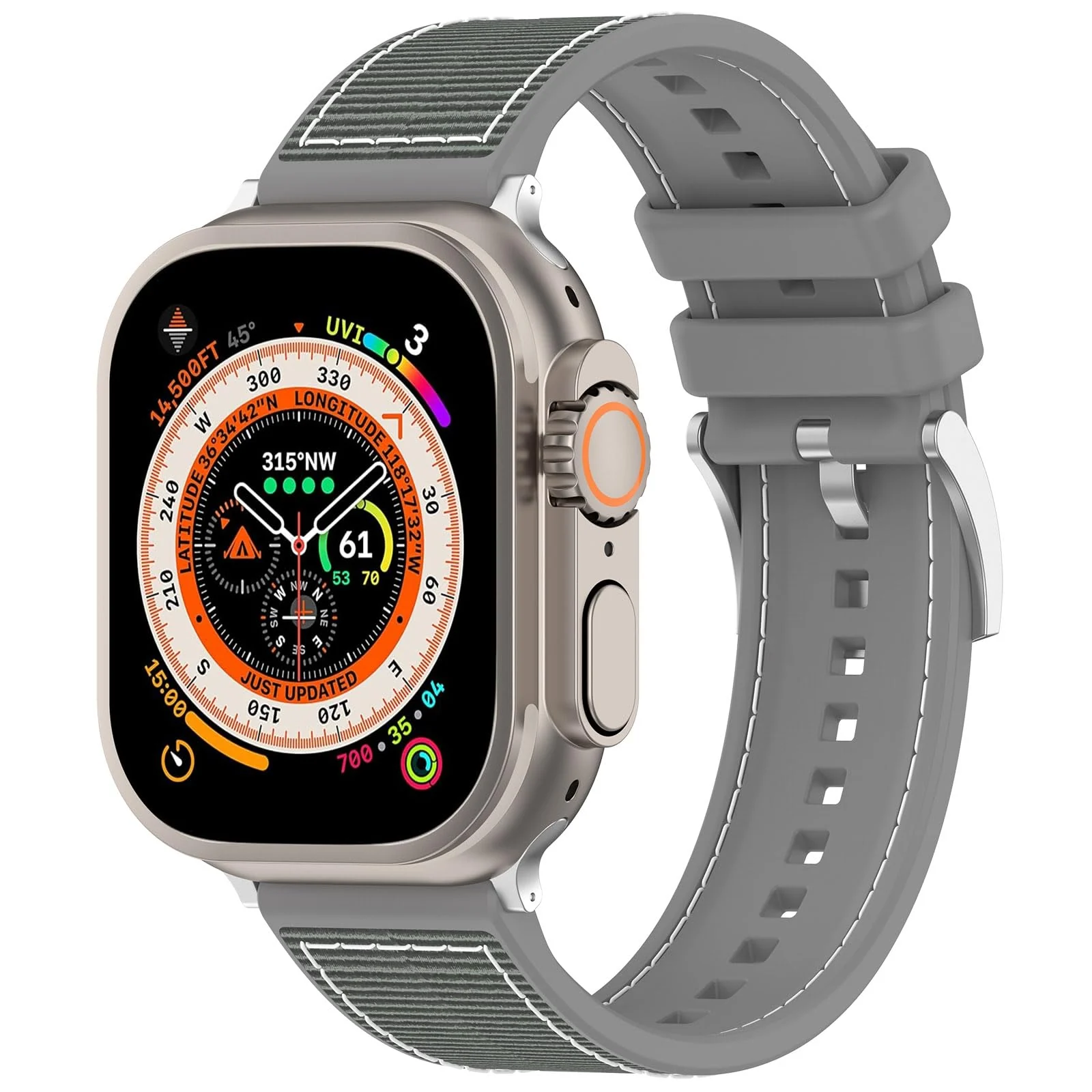 DL3 Mobilak Sport Silicone Nylon Band Designed for Apple Watch Band 49mm 46mm 45mm 44mm 42mm for Men Women, Waterproof Soft Replacement Strap for iWatch Ultra2 Ultra SE SE2 Series 10 9 8 7 6 5 4 3 2 1 - Gray
