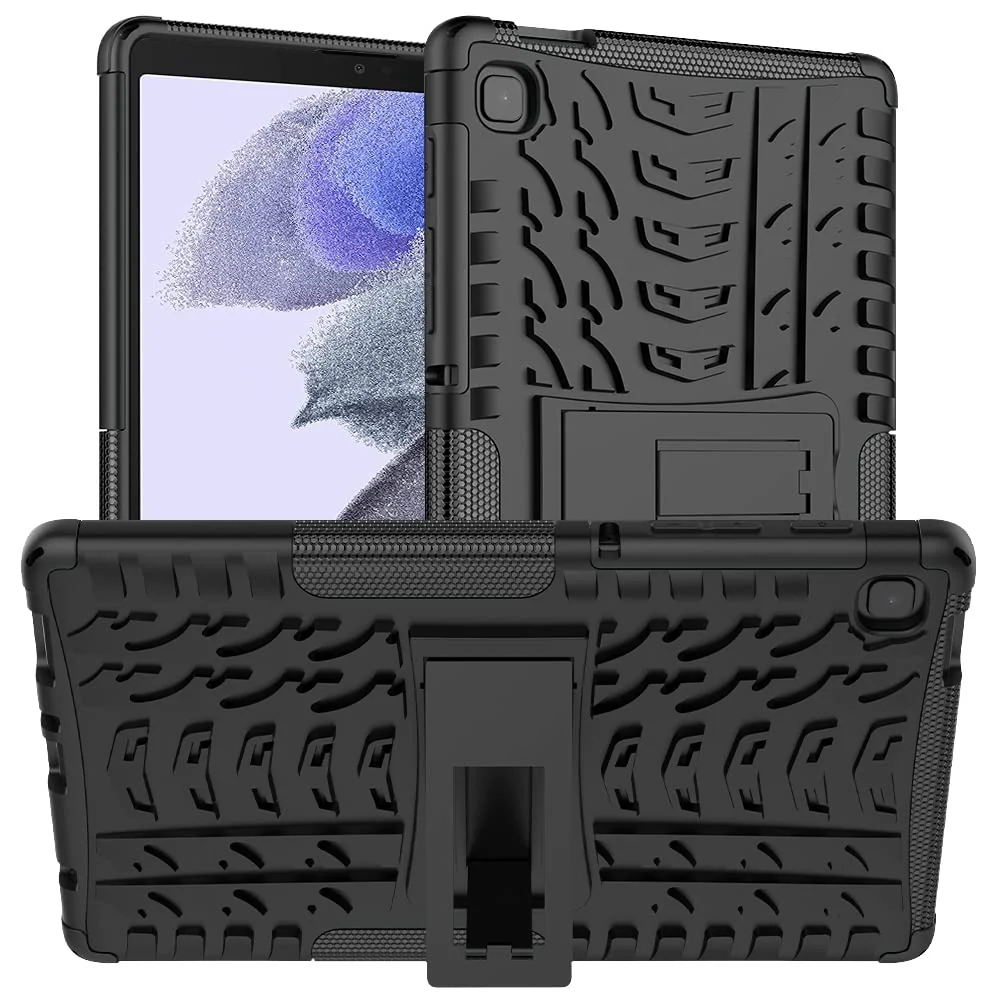 DL3 Mobilak Case For Samsung Galaxy Tab A7 Lite 8.7 Inch 2021 Model (SM-T220/T225/T227), Hybrid Rugged Armor Heavy Duty 2 in 1 TPU + PC Combo Dual Layer Shockproof Case with Kickstand - Black