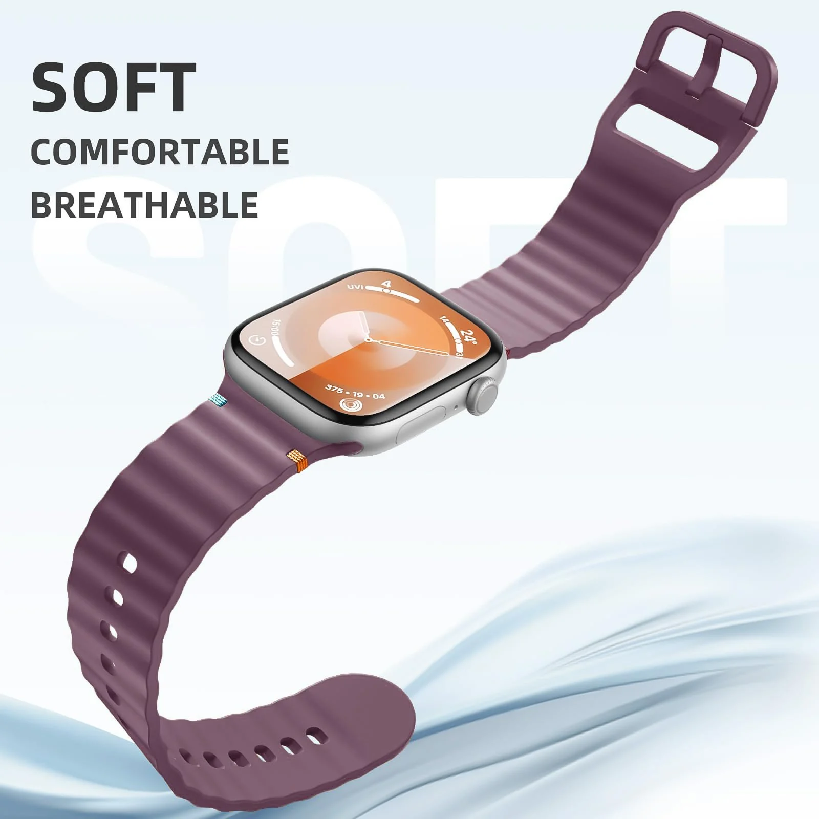 DL3 Mobilak Sport Strap for Apple Watch 49mm (Ultra 3/2/1) 46mm 45mm 44mm 42mm for Women Men, Soft Silicone Replacement Strap for iWatch Series 11/10/9/8/7/6/5/4/3/2/1/SE 3 2 1 - Smoke Violet