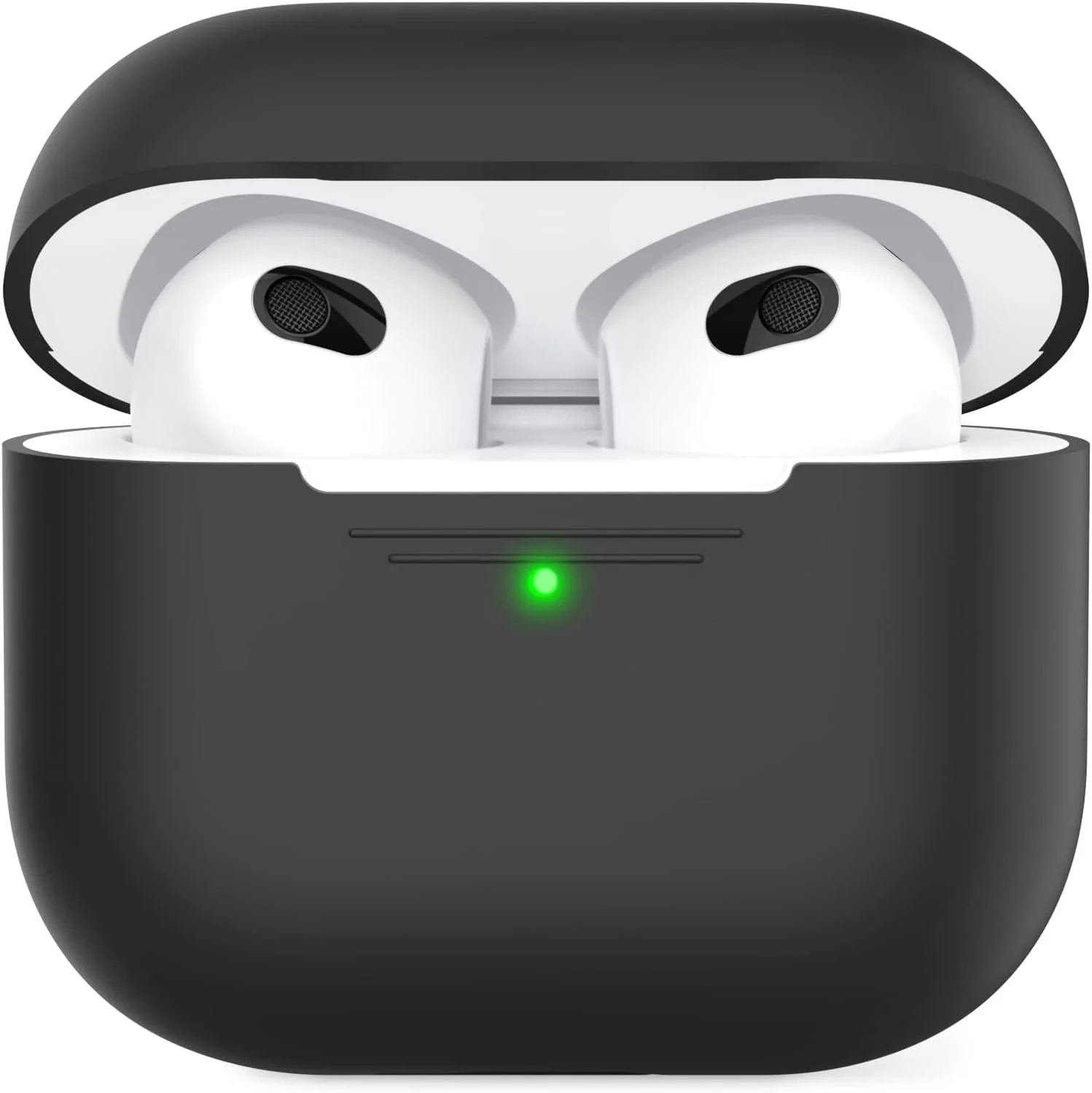 DL3 MOBILAK Case Compatible with AirPods 3, Silicone Protective Accessories Skin with Keychain Compatible with AirPods 3rd Generation 2021 for Women Girl, Front LED Visible - Black