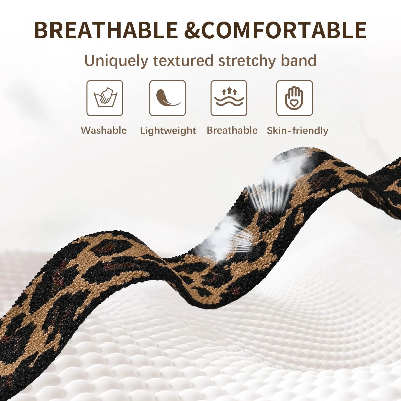 DL3 Mobilak Strap for Xiaomi Mi Band 10 / Xiaomi Mi Band 9 / Xiaomi Mi Band 8, Elastic Nylon Straps, Adjustable Breathable Replacement Bracelet for Xiaomi Smart Band 8/9/10 for Women Men - Leopard Print