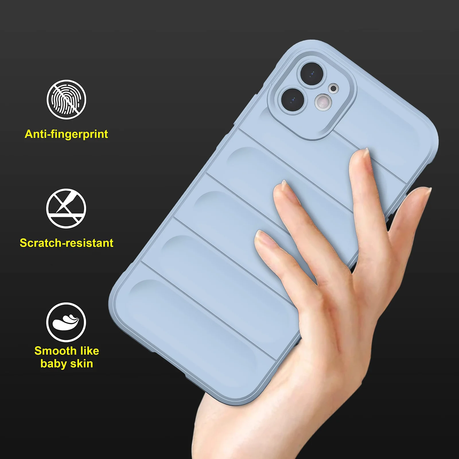 DL3 Mobilak Silicone Case for Apple iPhone 12 Heavy Duty Protective [Slim Fit] Shockproof Soft Flexible Protective Design Shock-Absorption TPU Cover With Camera Protection - Baby Blue