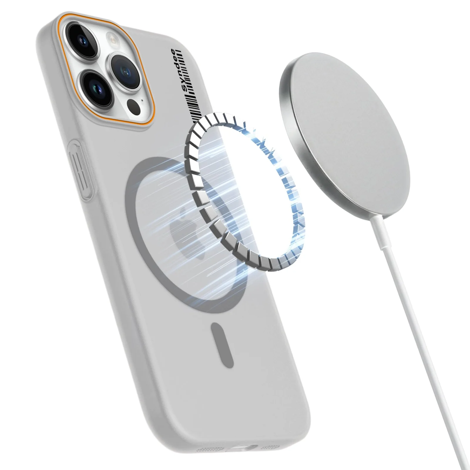 DL3 Mobilak Case Back Cover for iPhone 15 Pro Max 6.7-Inch, Sleek Frosted Translucent Back Only Compatible with Wireless Magnetic Accessories | Anti-Scratch Shockproof Phone Case - Gray
