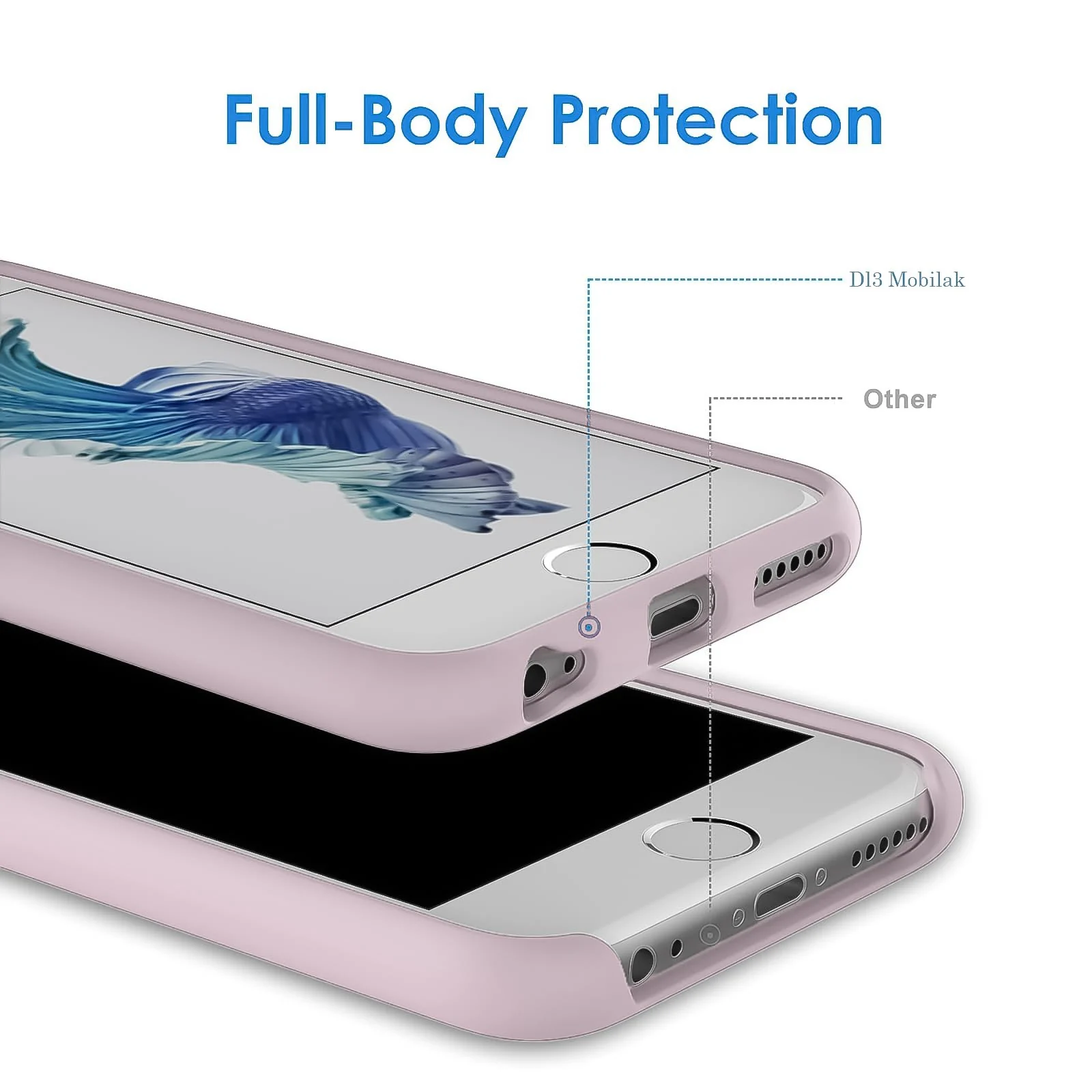 DL3 Mobilak Liquid Silicone Protective Case for iPhone 6 Plus / 6S Plus with Camera Protection and Microfiber Lining - A Pink Sand