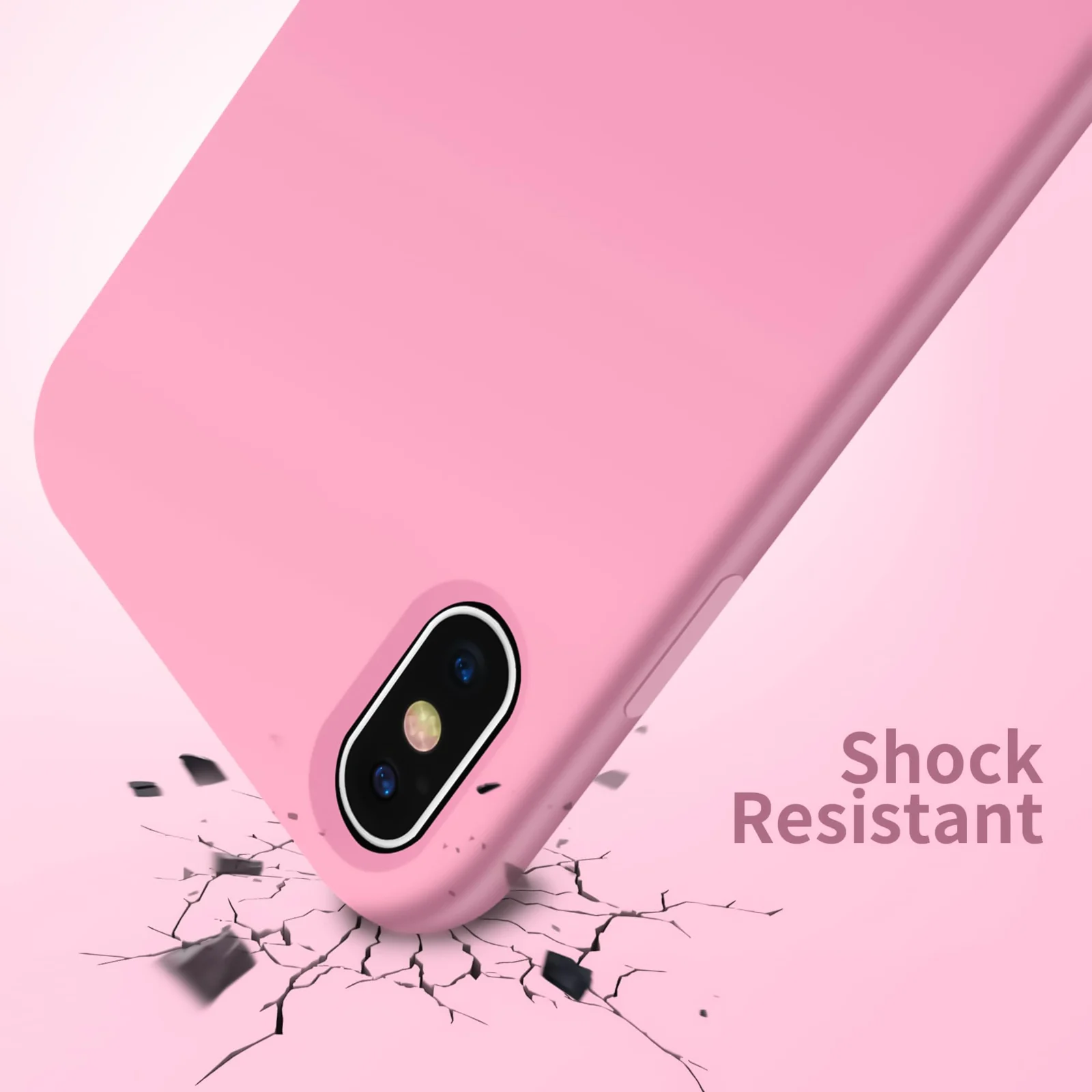 DL3 Mobilak Liquid Silicone Case for iPhone XS Max, Shock-absorbing protection, Scratch-resistant surface, Soft microfiber lining - B.pink