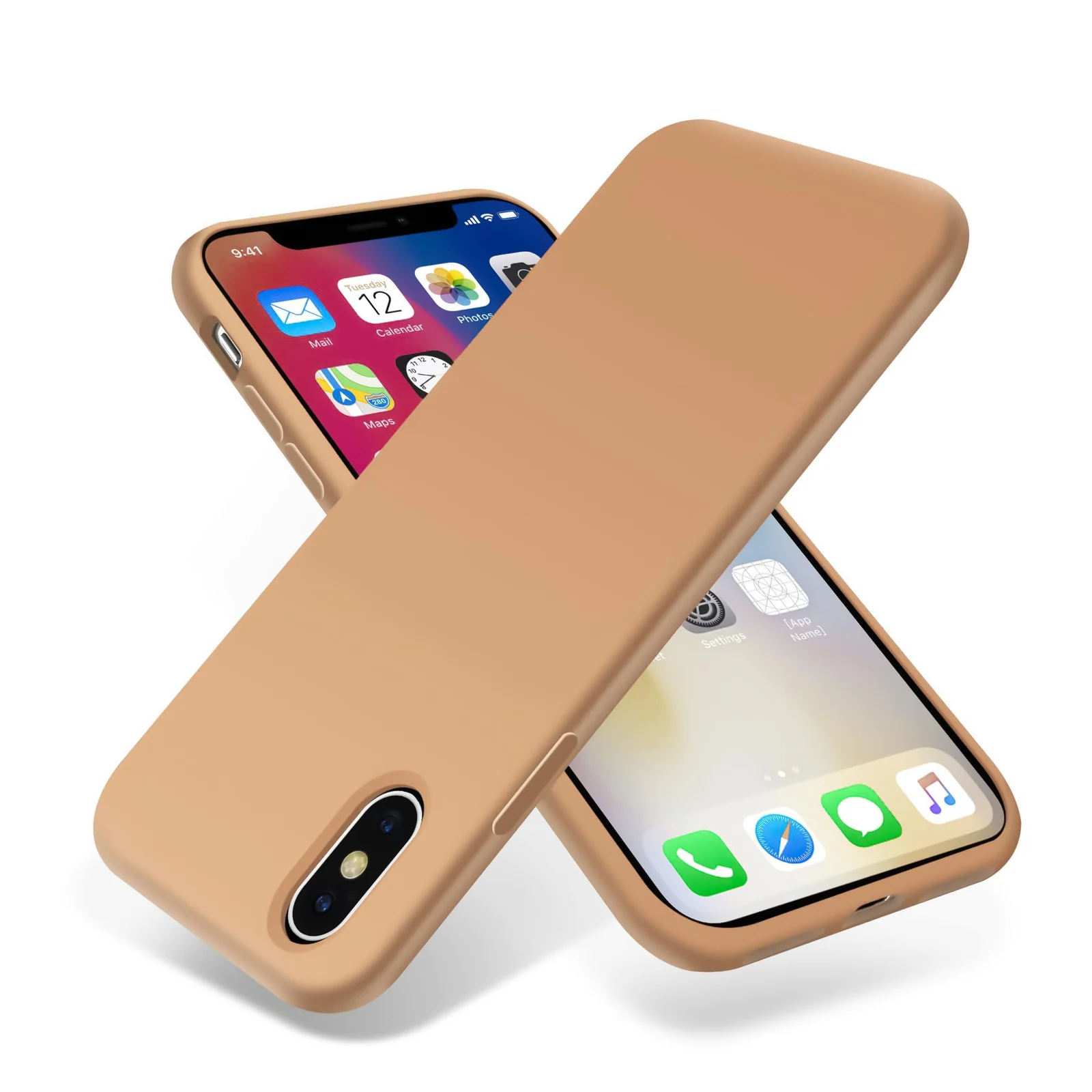 DL3 Mobilak Liquid Silicone Protective Case with Soft Microfiber Lining for iPhone X / iPhone XS - Desert 2