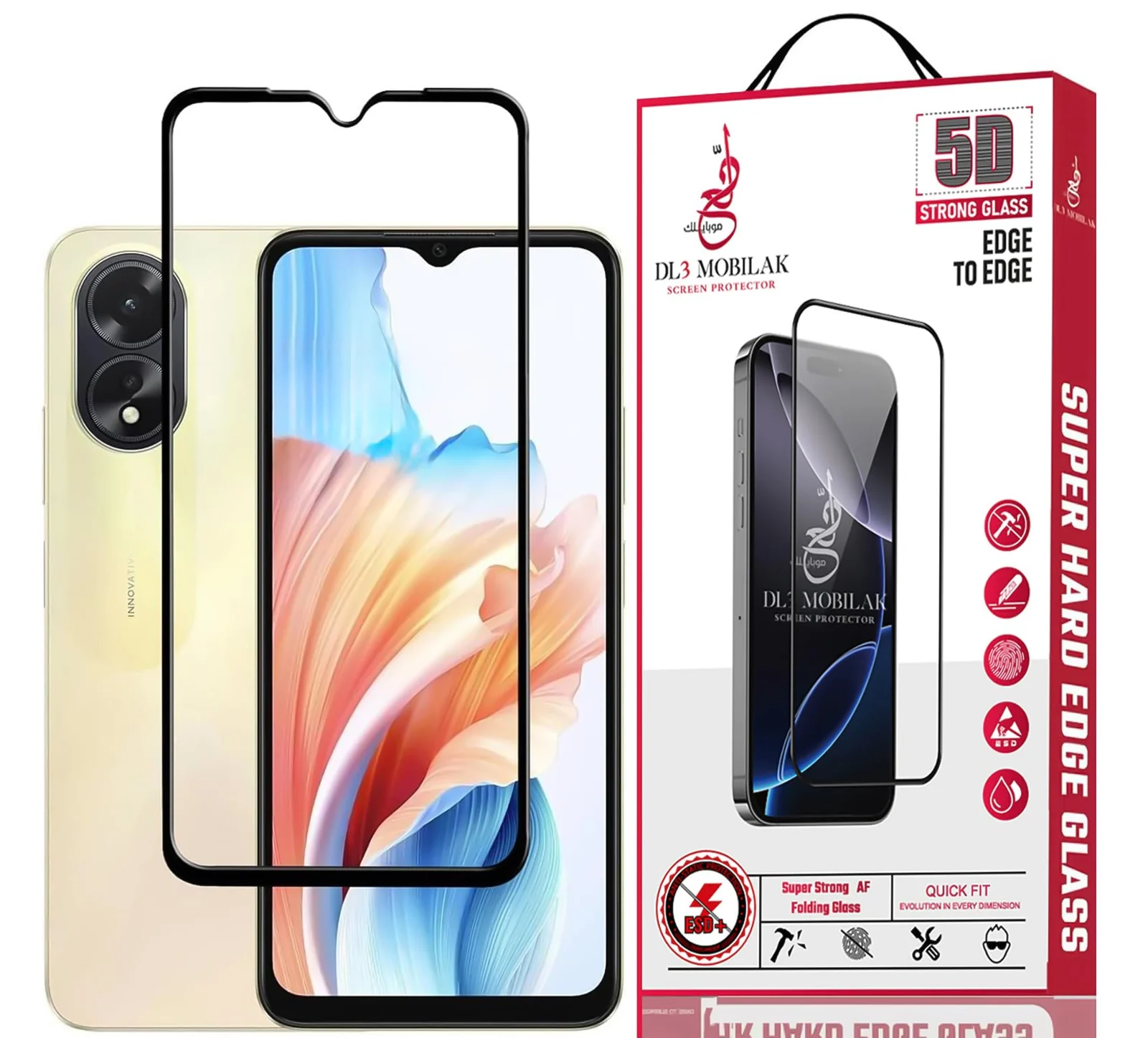DL3 Mobilak for OPPO A77, A57, A77s, A57s, A59, A18, A38, A15, A15S, A31, A9 2020, A5 2020 Tempered Glass Screen Protector, 9H Hardness Anti-Scratch Tempered Glass flim, Case Friendly, Anti-Scratch - Clear