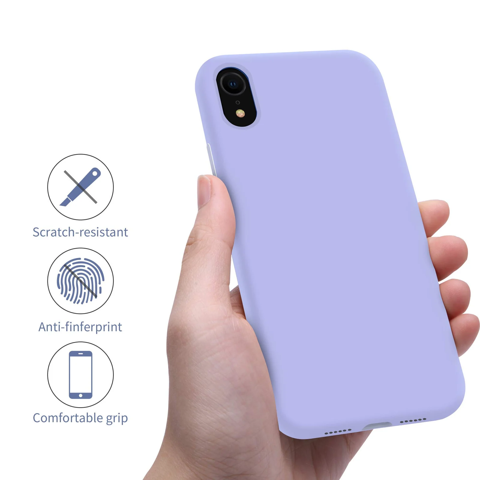 DL3 Mobilak Liquid Silicone Protective Case with Soft Microfiber Lining for iPhone XR - Light Purple