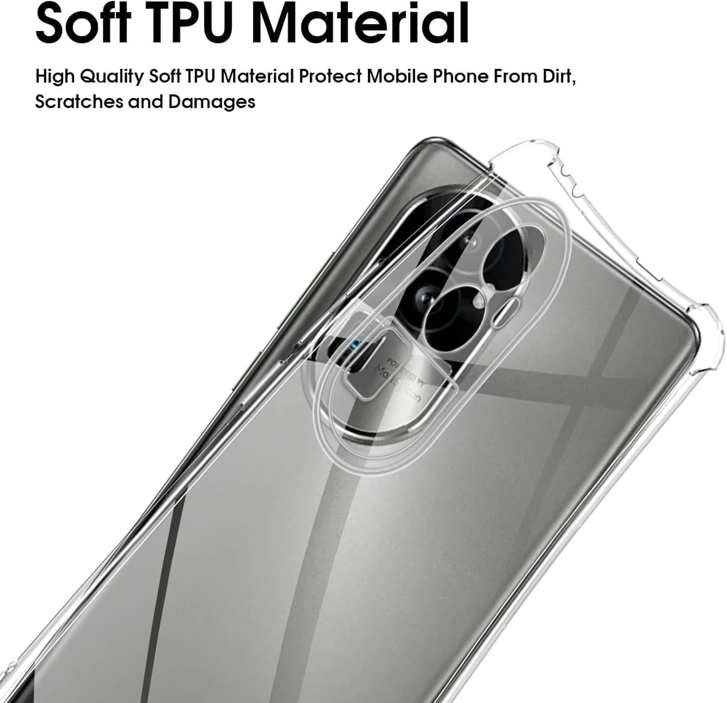 DL3 Mobilak Clear TPU Protective Case for OPPO Reno 10 Pro Plus with Camera Protection and Shockproof Design - Clear